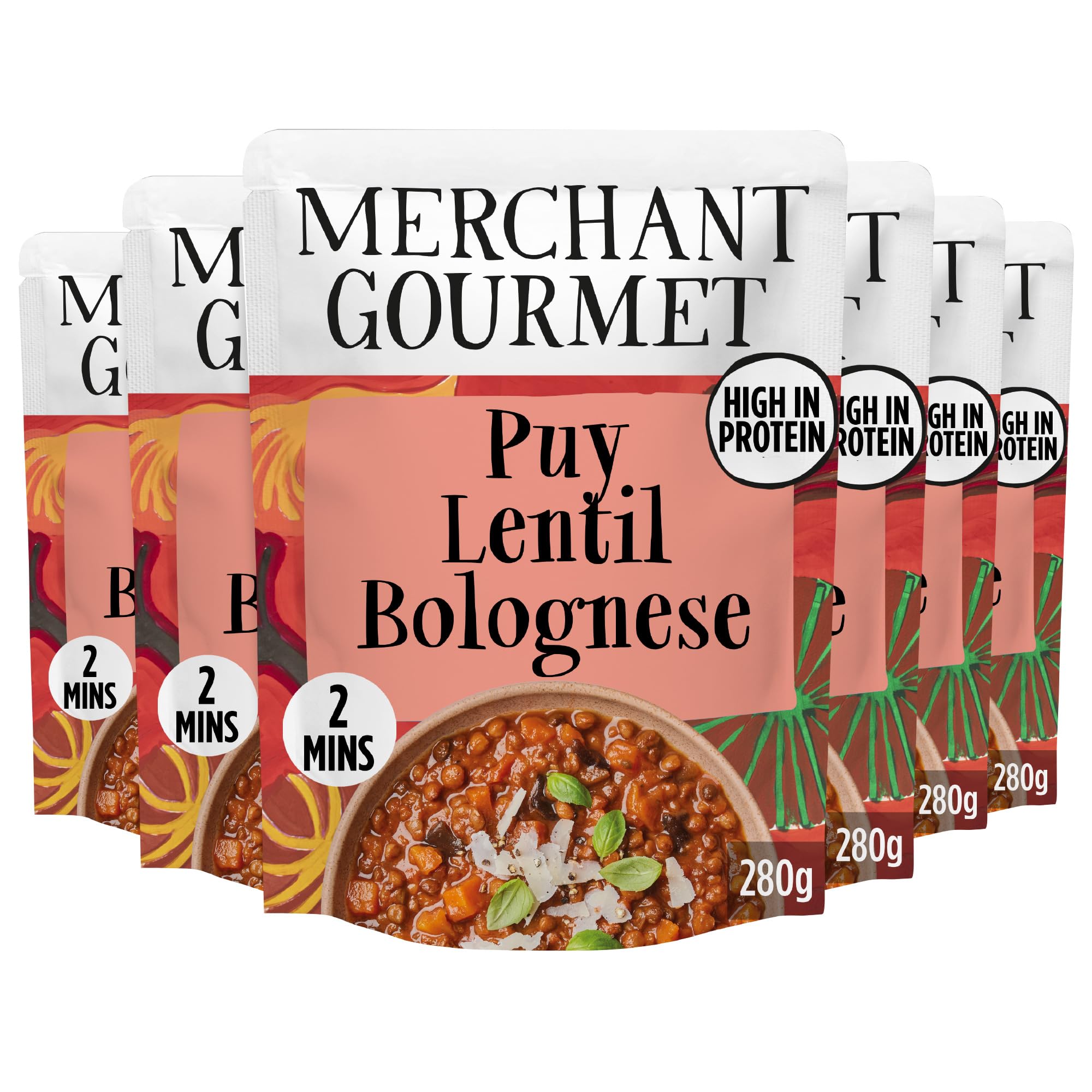 Merchant Gourmet Ready-to-eat Puy Lentil Bolognese - 6 x 280g Pouches | High Fibre & Protein 1