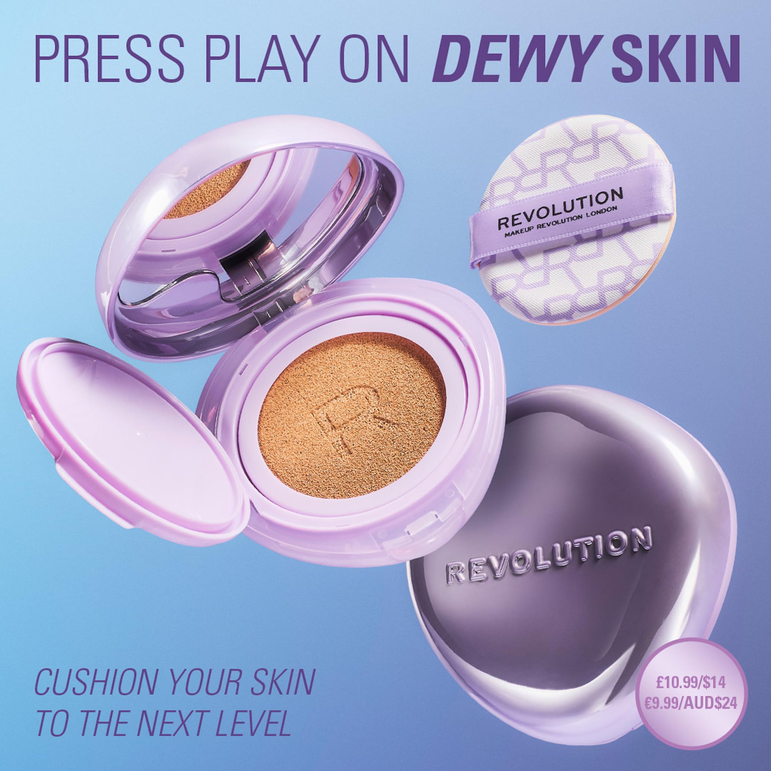 Revolution Beauty London Superdewy Cushion Foundation - Buildable Coverage | Hydrating | Medium Tan Neutral 7