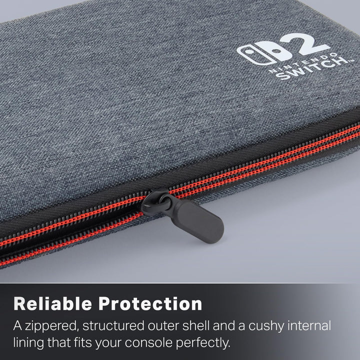PowerA Slim Case for Nintendo Switch 2 - Grey, Officially Licensed, Holds 10 Games, Padded Screen Protector, Built-in Stand
