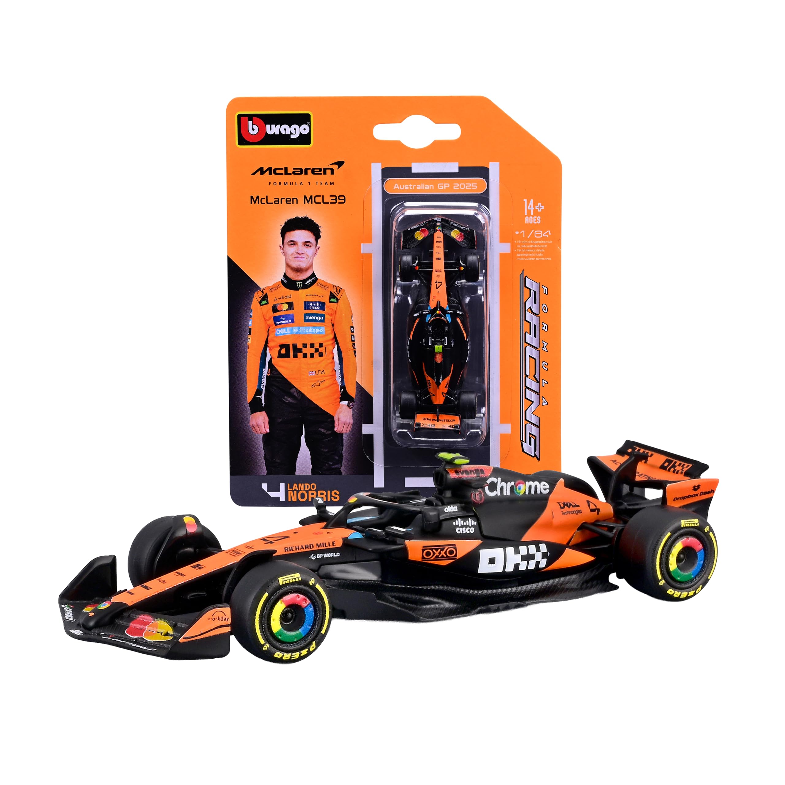 Bburago F1 McLaren F1 MCL39 2025 #4 Lando Norris Diecast Car | 1:64 Scale | Metal 1
