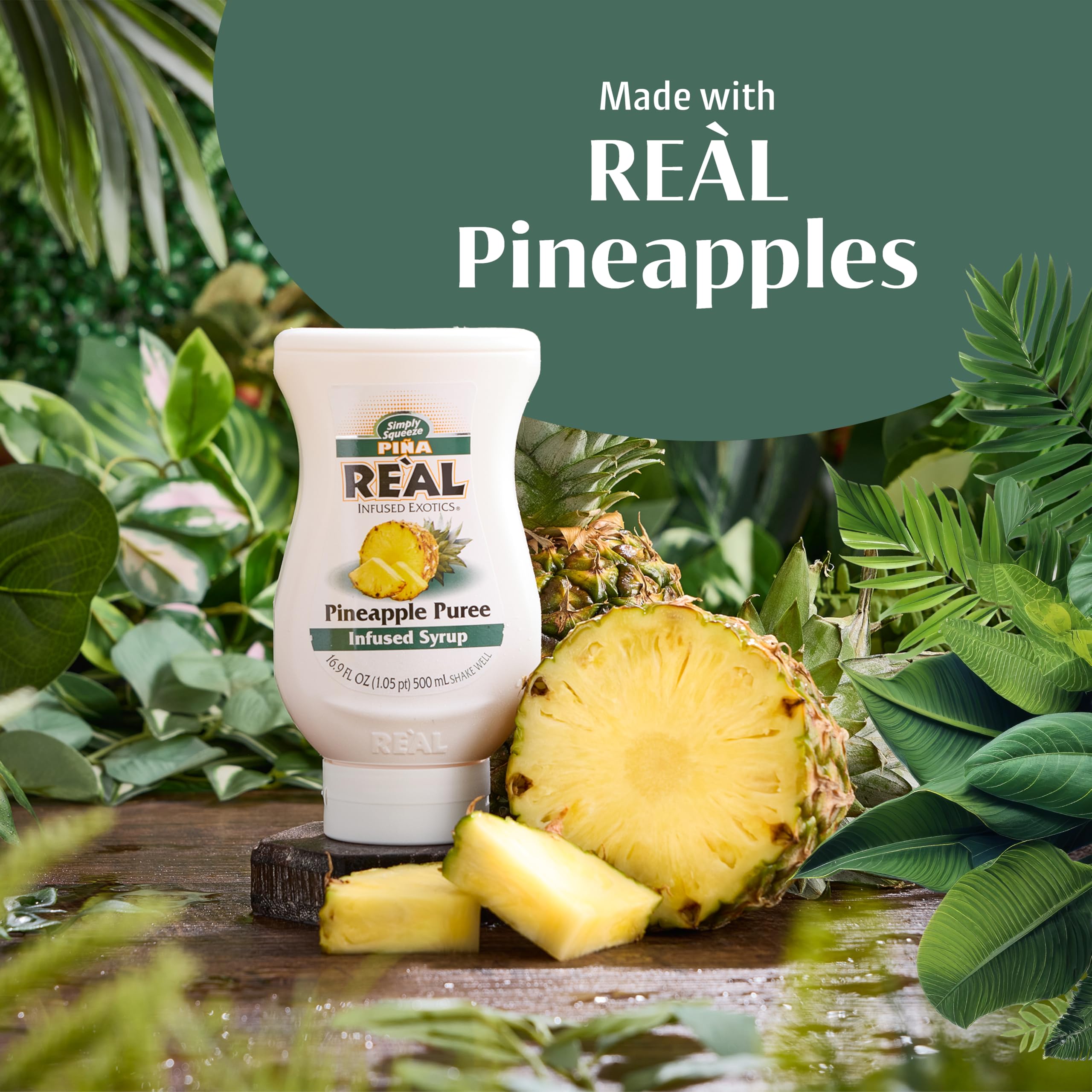 Reàl Infused Exotics Pineapple Puree Infused Fruit Syrup | 500 ml | Gluten Free, Vegan
