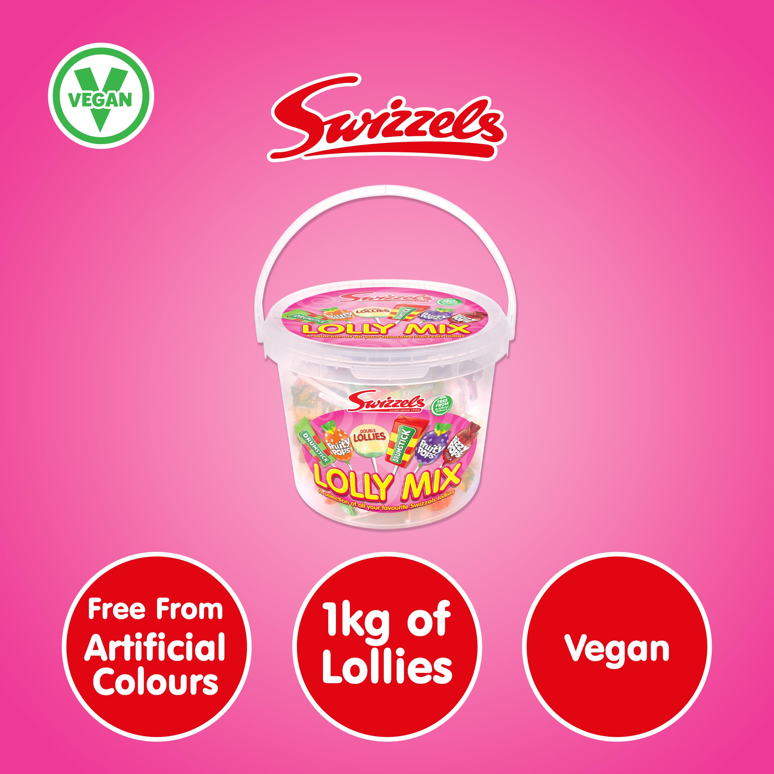 Swizzels Lolly Sweet Mix Tub - Vegan Assortment of Drumstick, Fruity Pops & Double Lollies | 1.06 kg 3