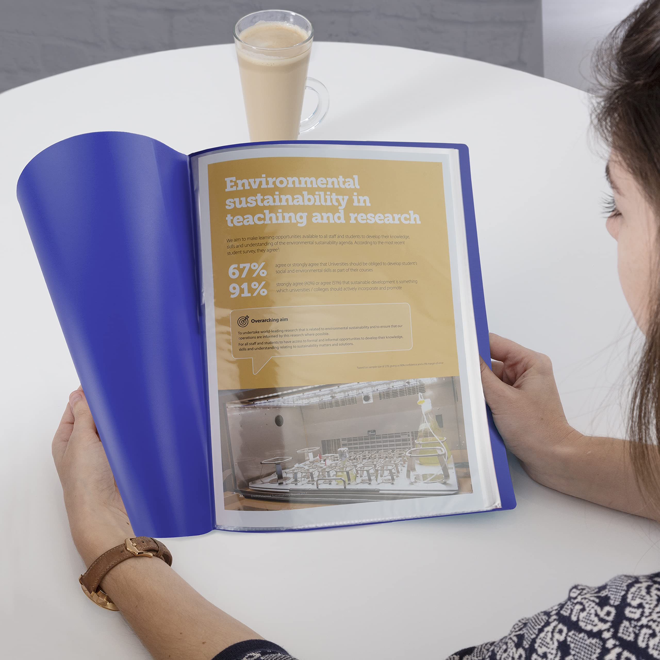 RAPESCO 1675 Presentation Folder - 40 Pockets, A4 Size, Blue | Antibacterial Protection | 100% Recycled PP 4