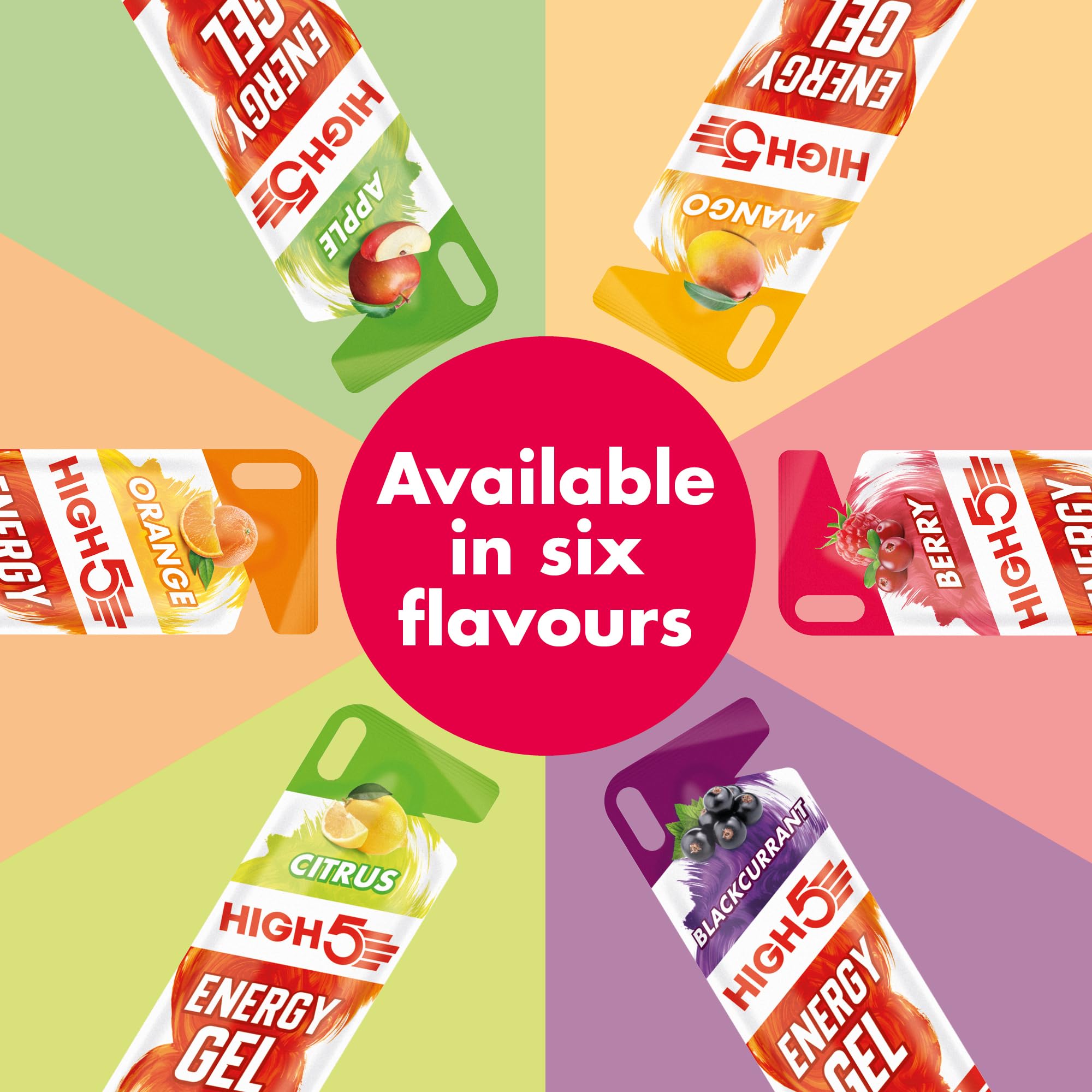 HIGH5 Energy Gel Pouches - 6 x 40g Berry Vegan Fuel for Endurance Sports | Caffeine-Free 6