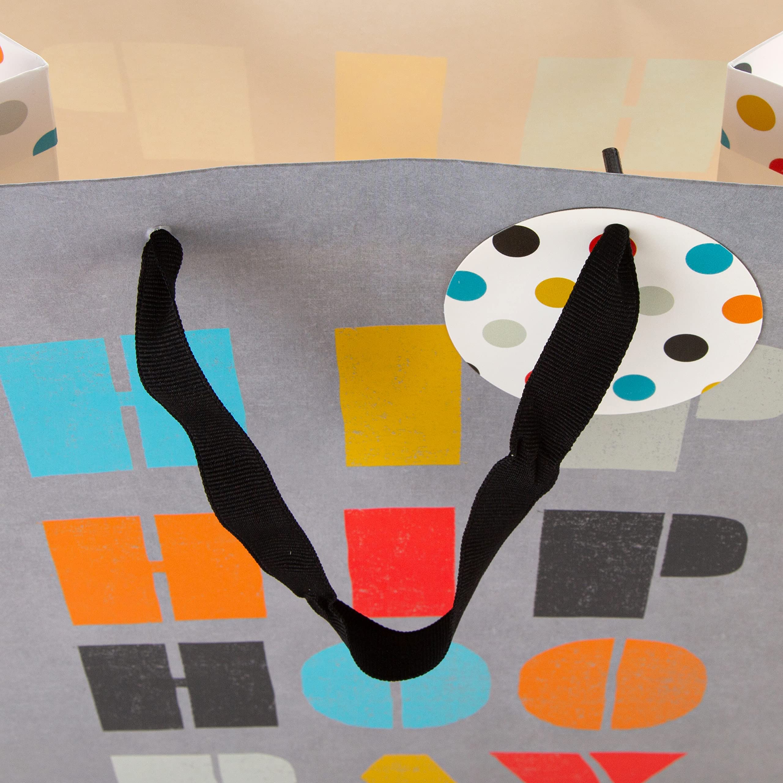 Hallmark Large Gift Bag - Grey Polka Dot 'Hip Hip Hooray' | H33cm x W26.5cm 4