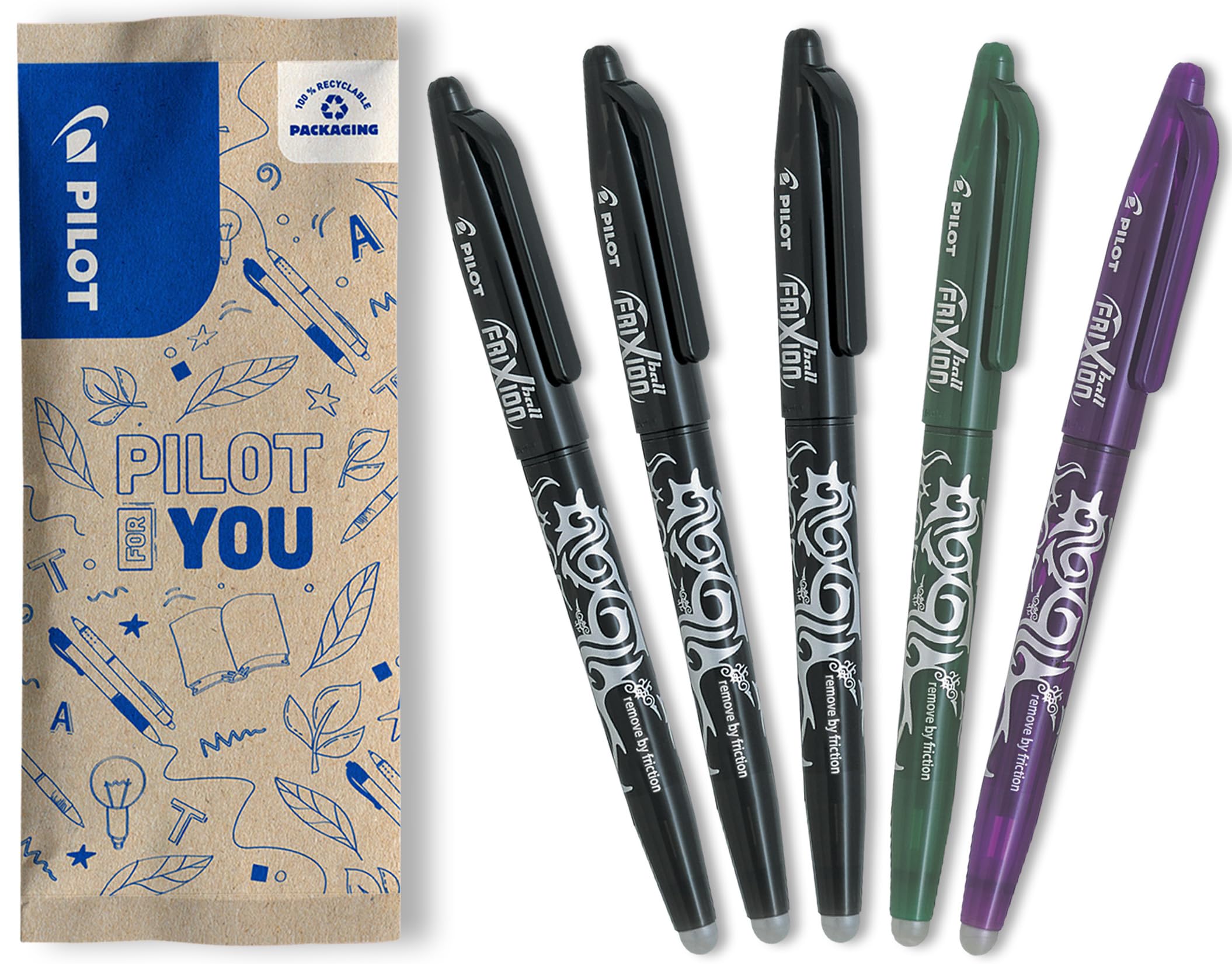 PILOT FriXion Ball 07 Erasable Gel Ink Rollerball Pen Set | 0.7mm Medium Tip | Refillable