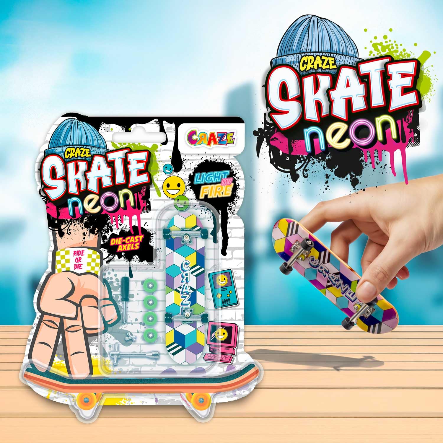 CRAZE SKATE Fingerboard Set Neon Edition Pack of 4 – Mini Skateboards for Tricks 5