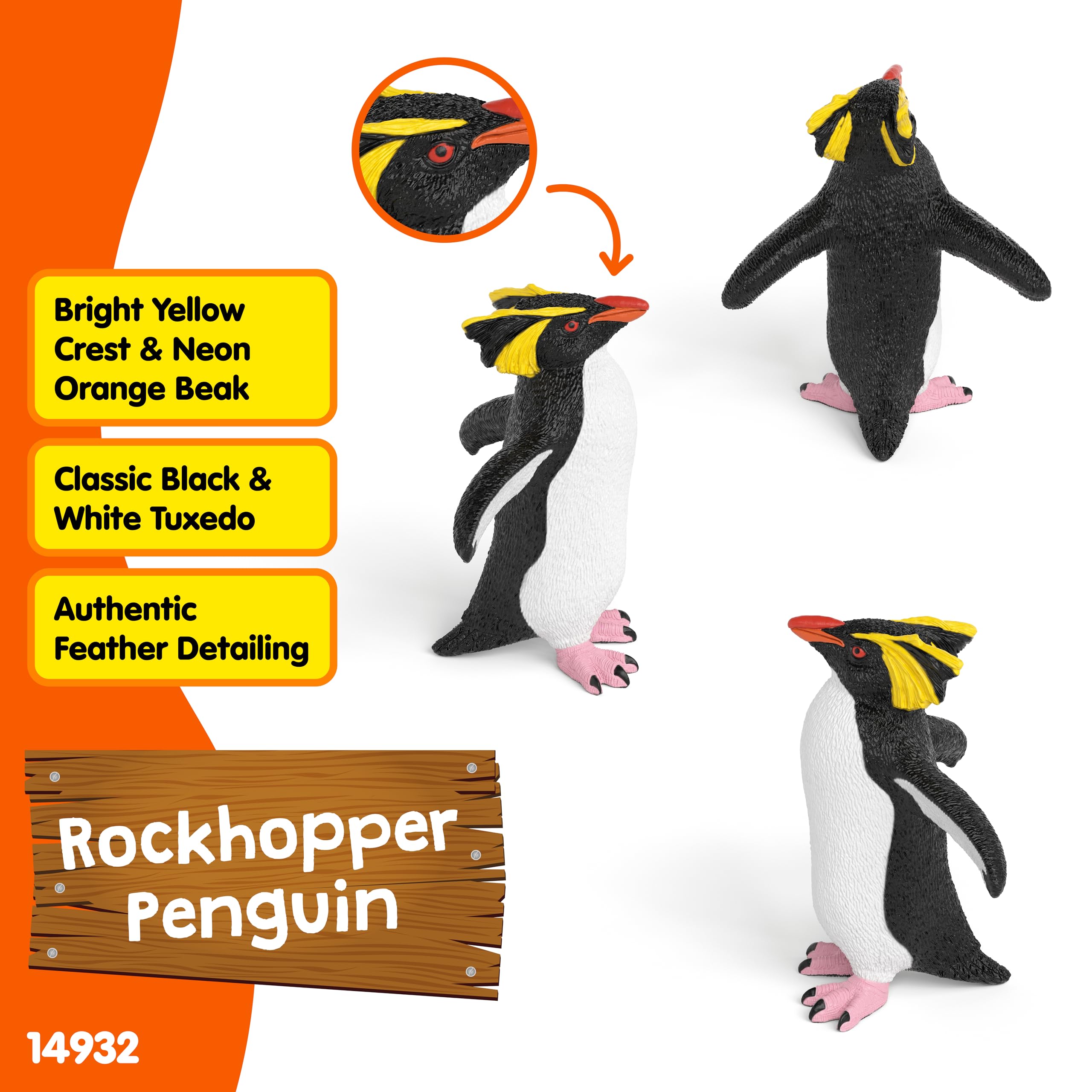 Schleich Rockhopper Penguin Toy Figurine - Realistic Wild Life Animal | Ages 3+ 2
