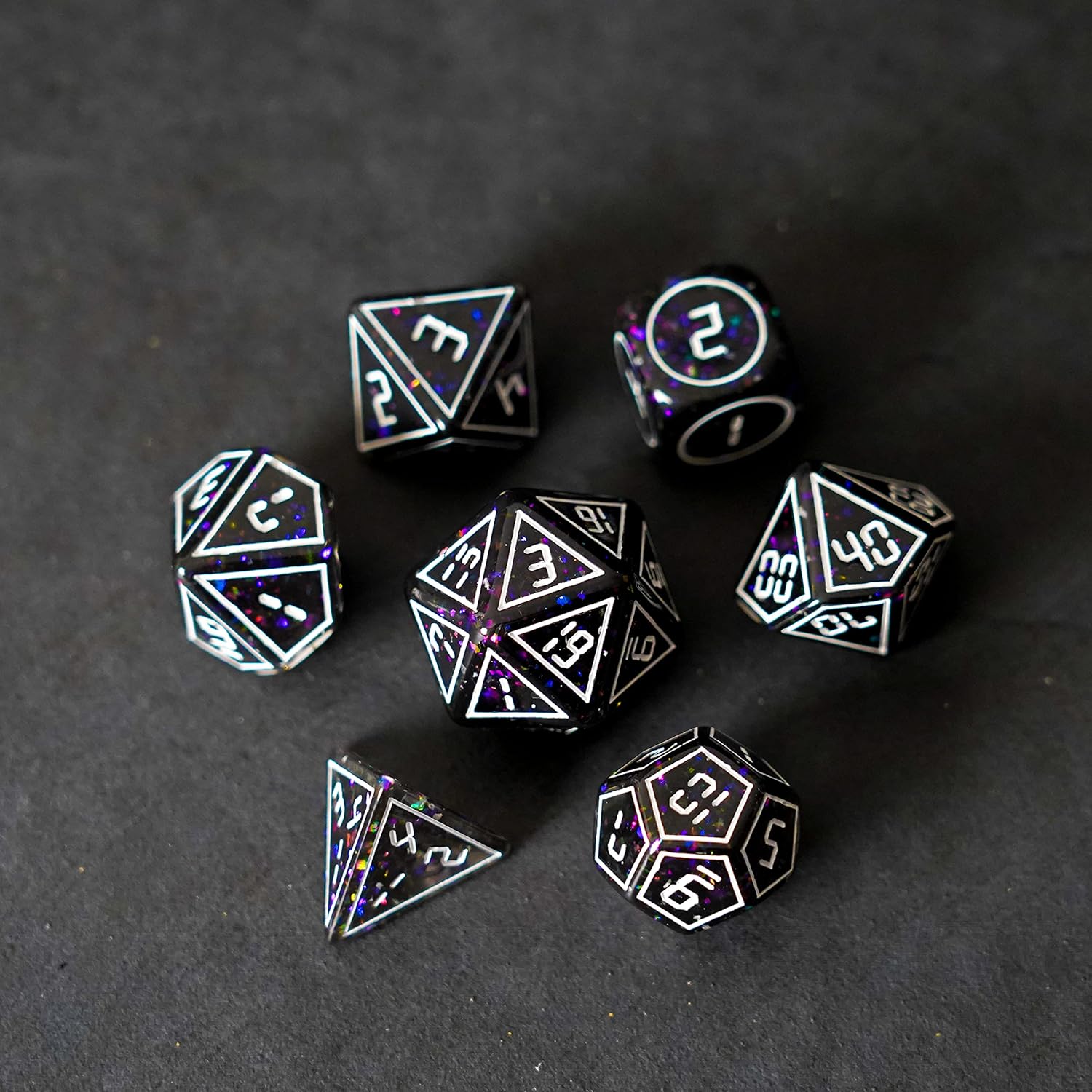Metallic Dice Games Framed Void 16mm Resin Poly Dice Set 2