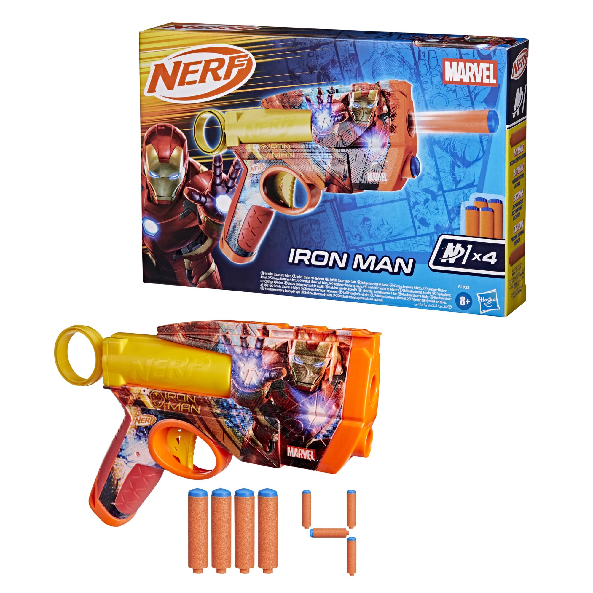 Nerf Marvel Iron Man Dart Blaster with 2-Dart Capacity and 4 N1 Darts | Ages 8+ 1