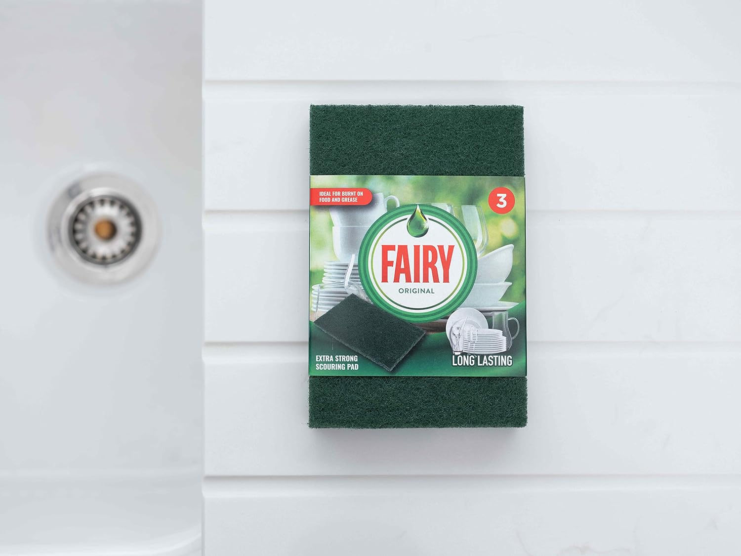 Addis Fairy Original Extra Strong Scourer Pads, Pack of 3, Mixed Colours (Green, Black & Red) 6