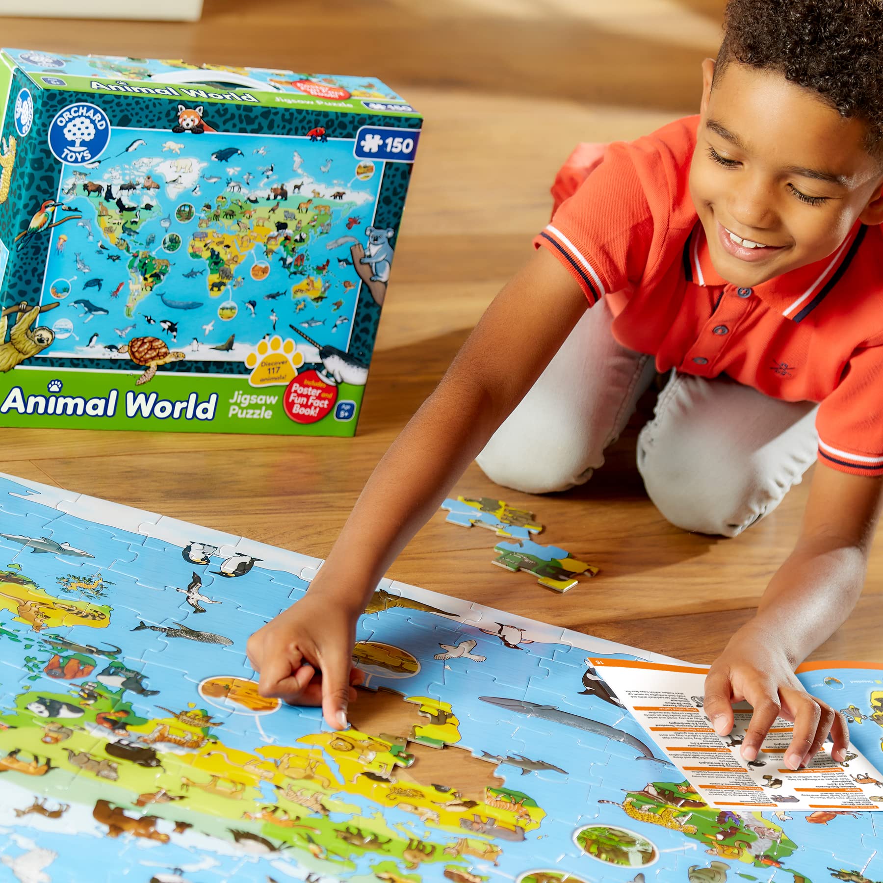 Orchard Toys Animal World Jigsaw Puzzle - 150 Pieces, Includes Poster & Fact Book | Ages 6+ 3