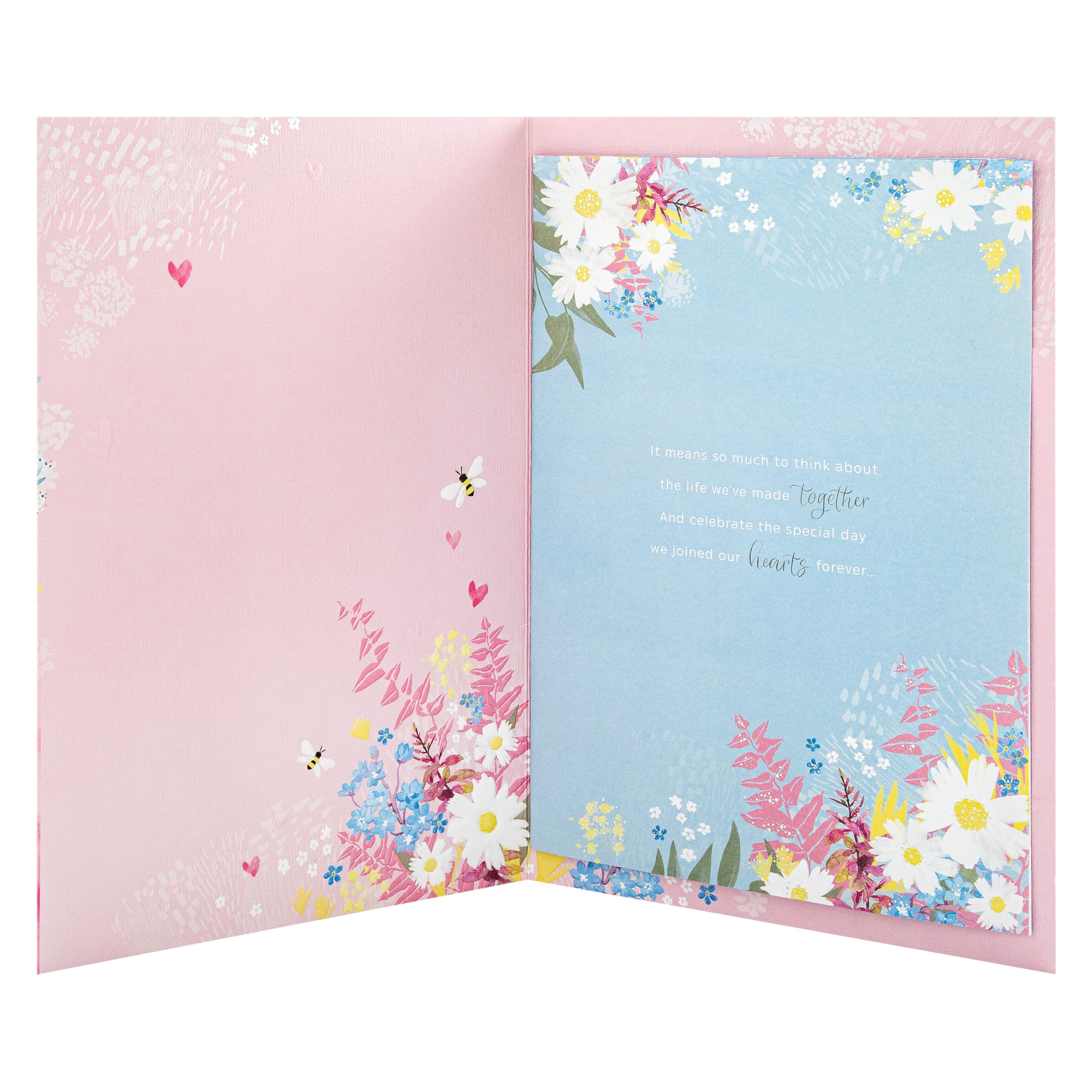 Hallmark Anniversary Card for Wife - Pink Florals Design with Raffia Bow & Foil Accents 2
