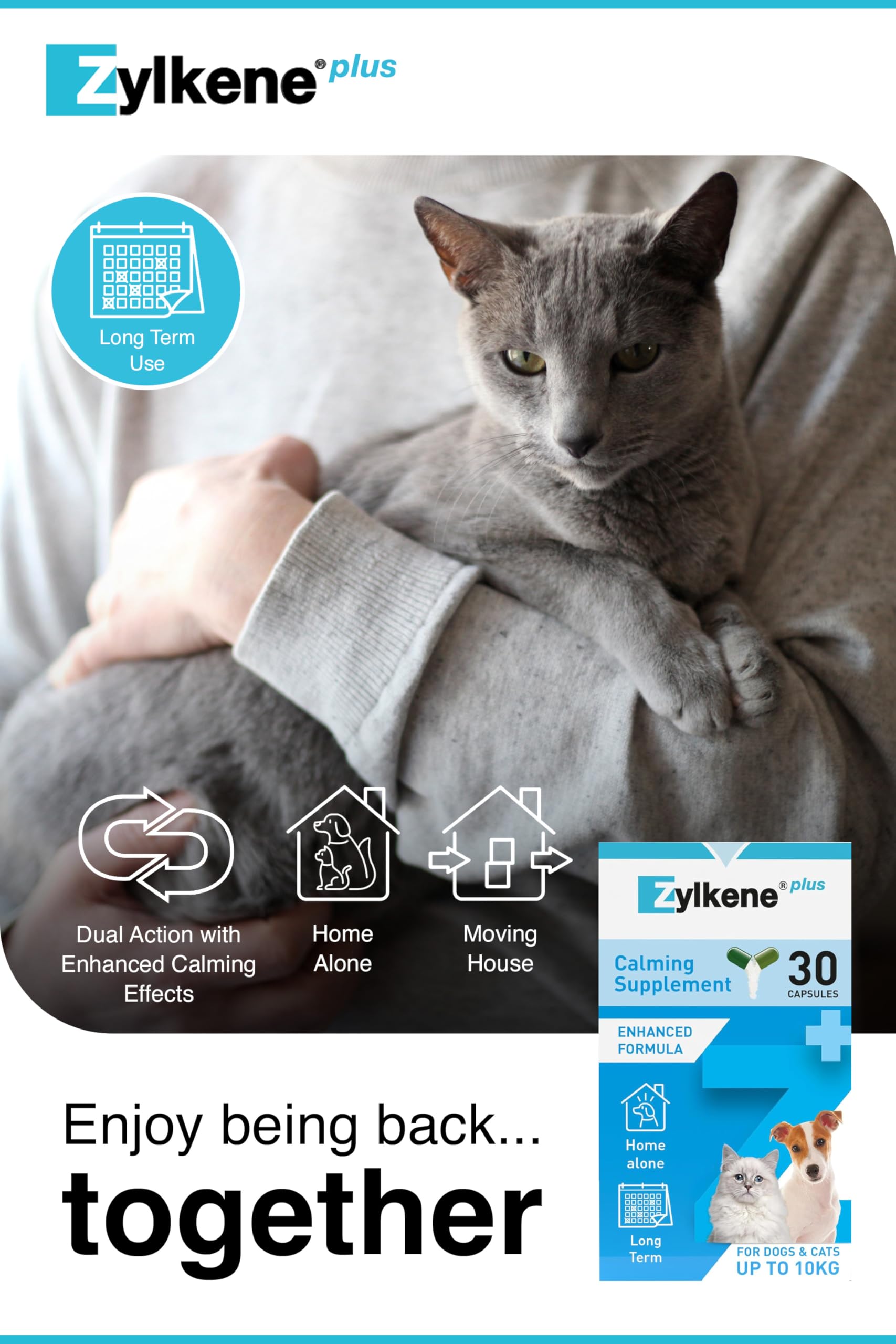 Zylkene Calming Supplement for Cats & Small Dogs up to 10kg | 30 Capsules | All Life Stages 3