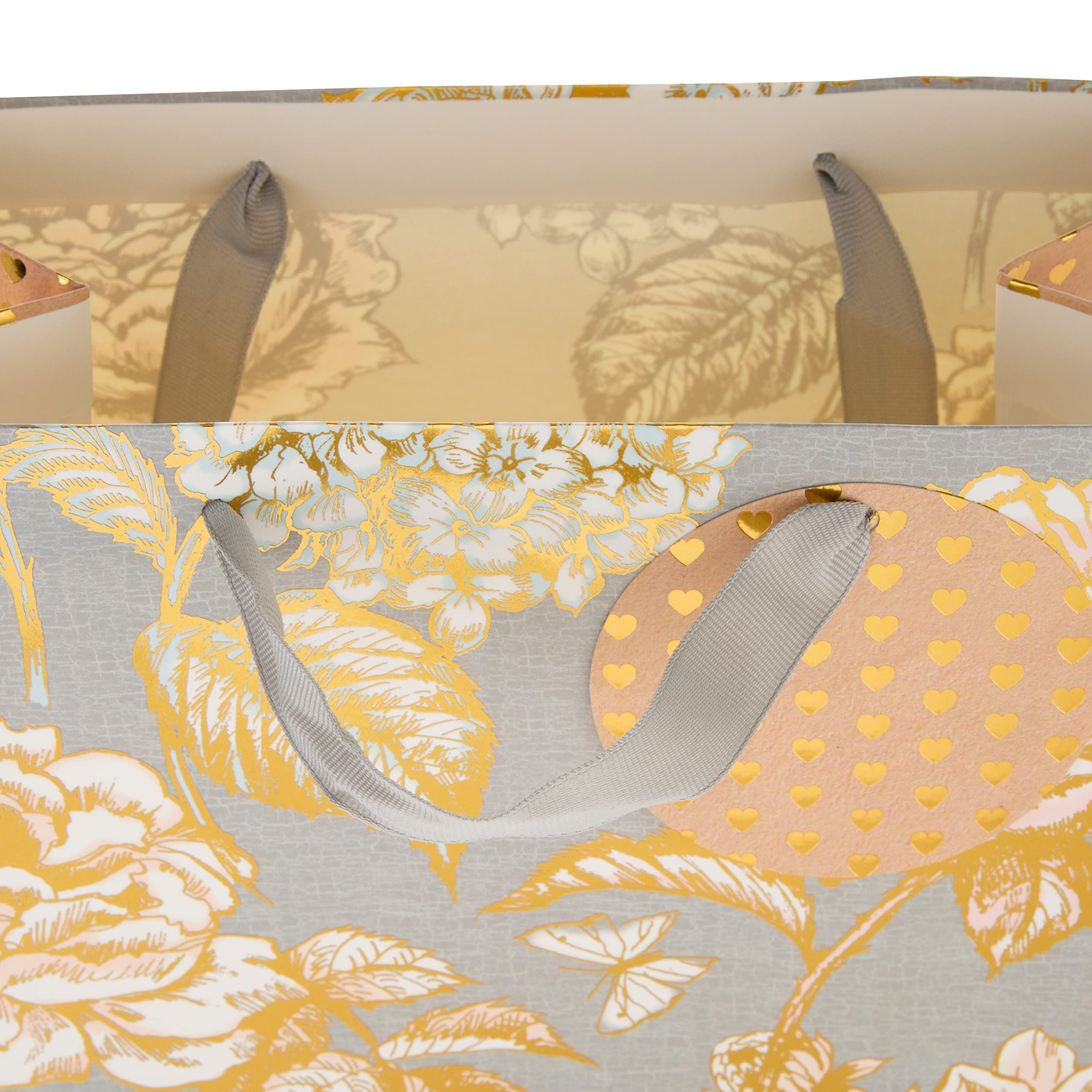 Hallmark Large Gift Bag - Foiled Floral Design | 33cm x 26.5cm x 14.6cm | Includes Gift Tag 6