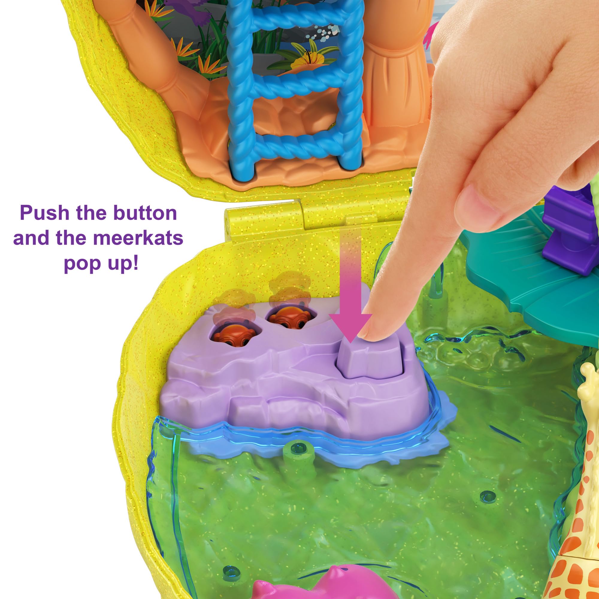 Polly Pocket Micro Tropical Pineapple Purse - 2-in-1 Playset with Safari Adventure, 2 Dolls & Stickers, Ages 4+ 5