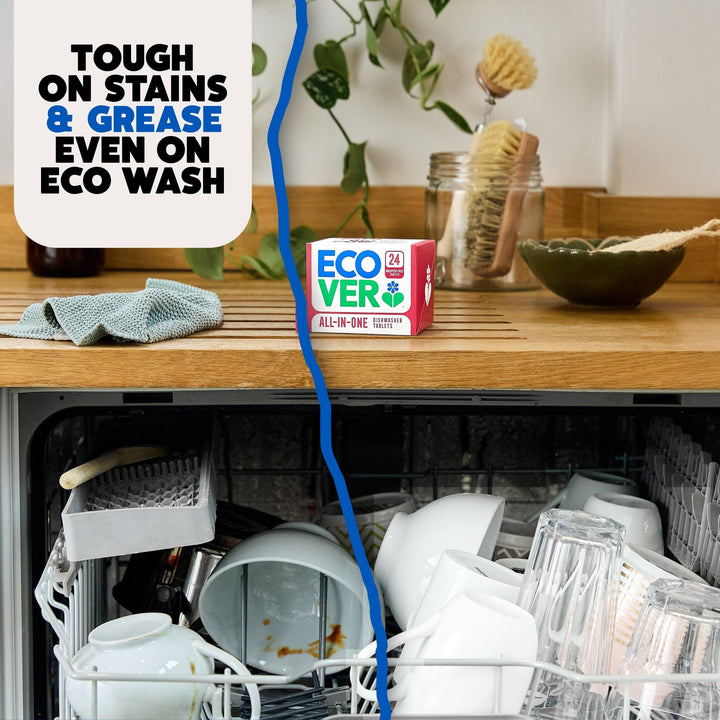 Ecover All-in-One Dishwasher Tablets with Salt & Rinse Aid (24 Tablets)