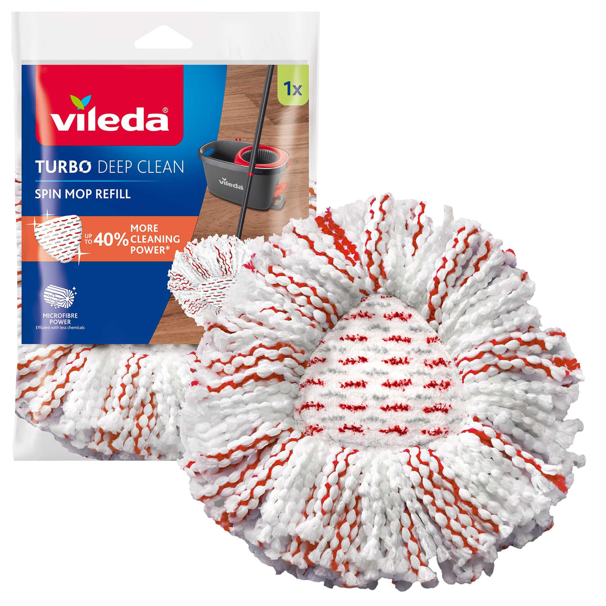 Vileda Turbo Deep Clean Spin Mop Refill - Microfibre Replacement Head