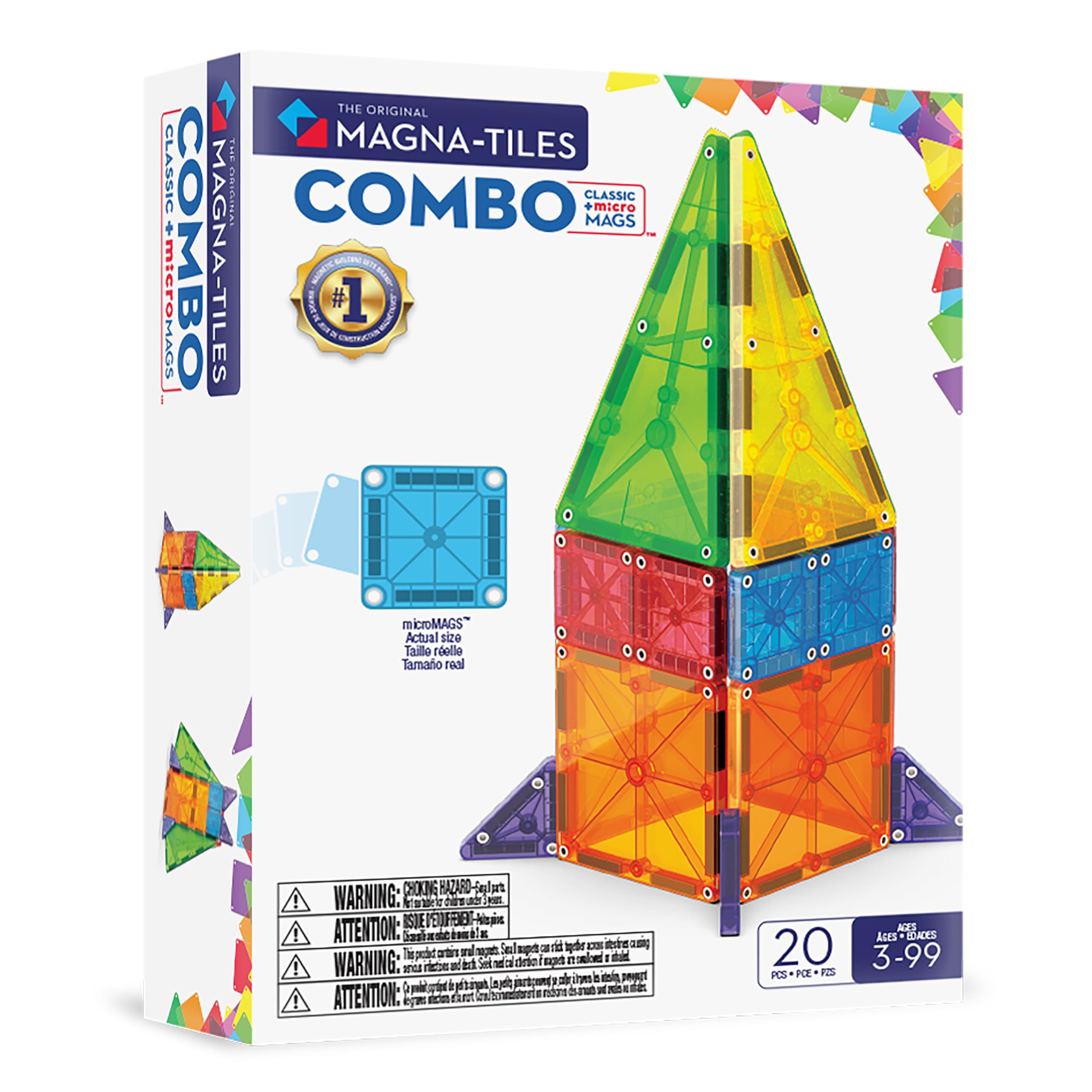 Magna-Tiles Combo 20-Piece Magnetic Building Set - Ages 3+ | MicroMAGS Compatible 1