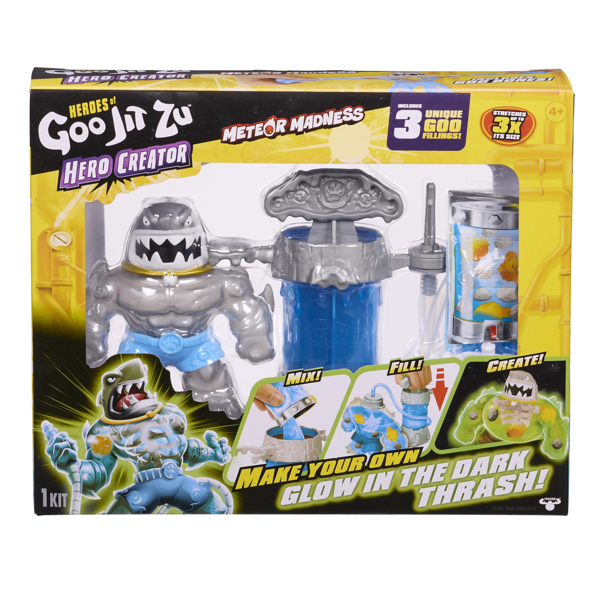 Heroes of Goo Jit Zu Hero Creator Thrash - Create & Stretch Action Figure with 3 Goo Fillings 1