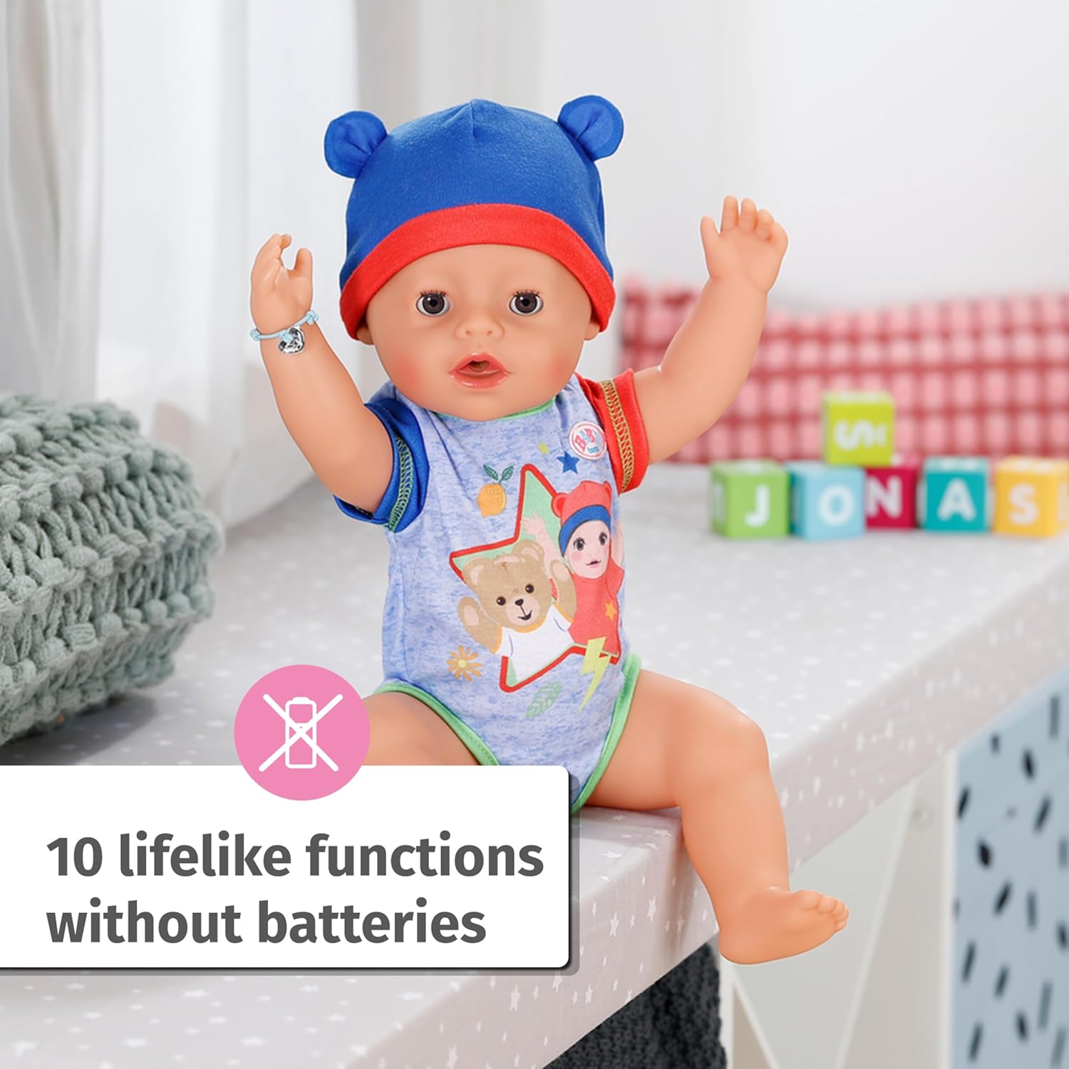 BABY born Jonas Baby Doll with 10 Functions & Accessories - 43cm Interactive Doll for Kids 8