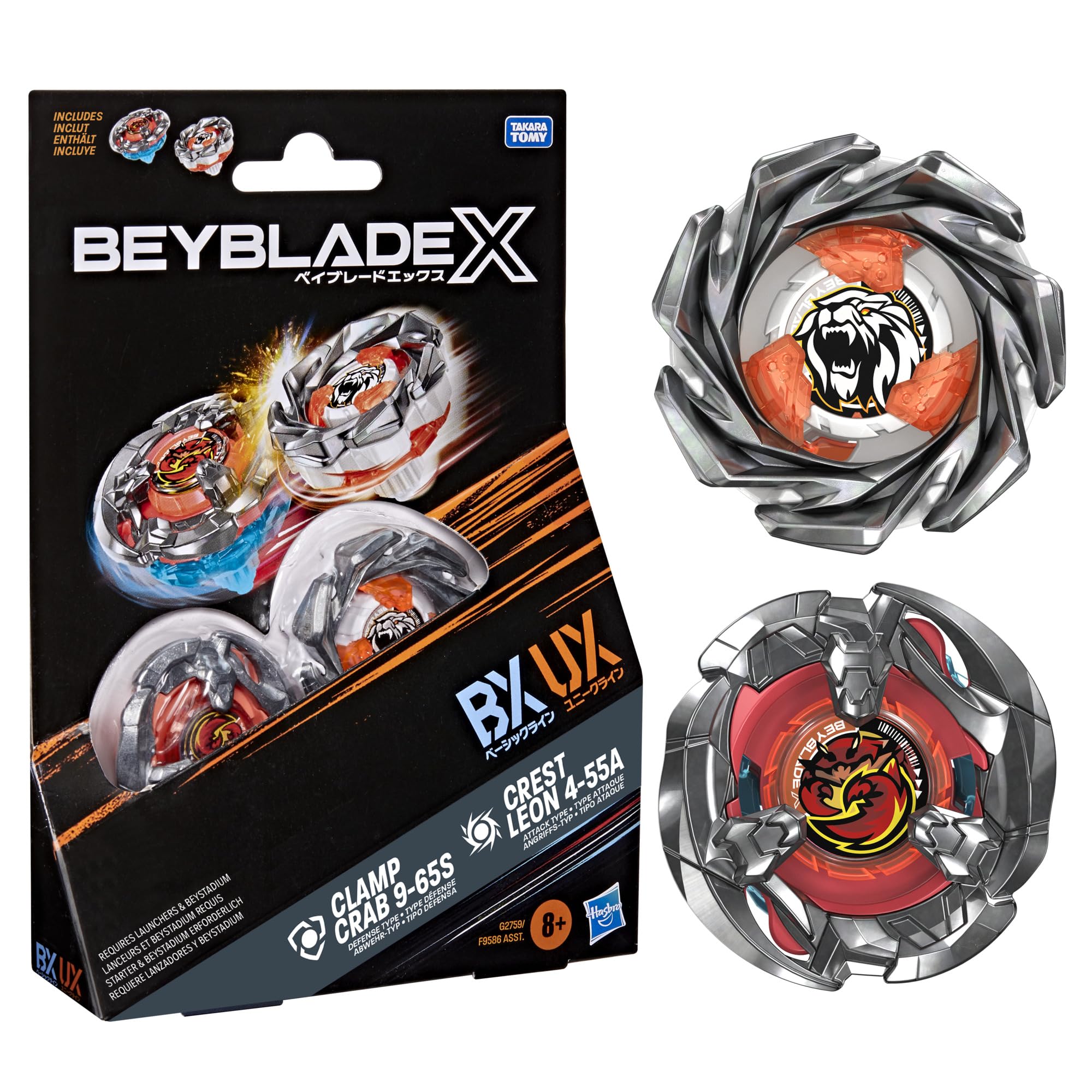 Hasbro Beyblade X Clamp Crab 9-65S BX & Crest Leon 4-55A UX Dual Pack - Ages 8+ 1