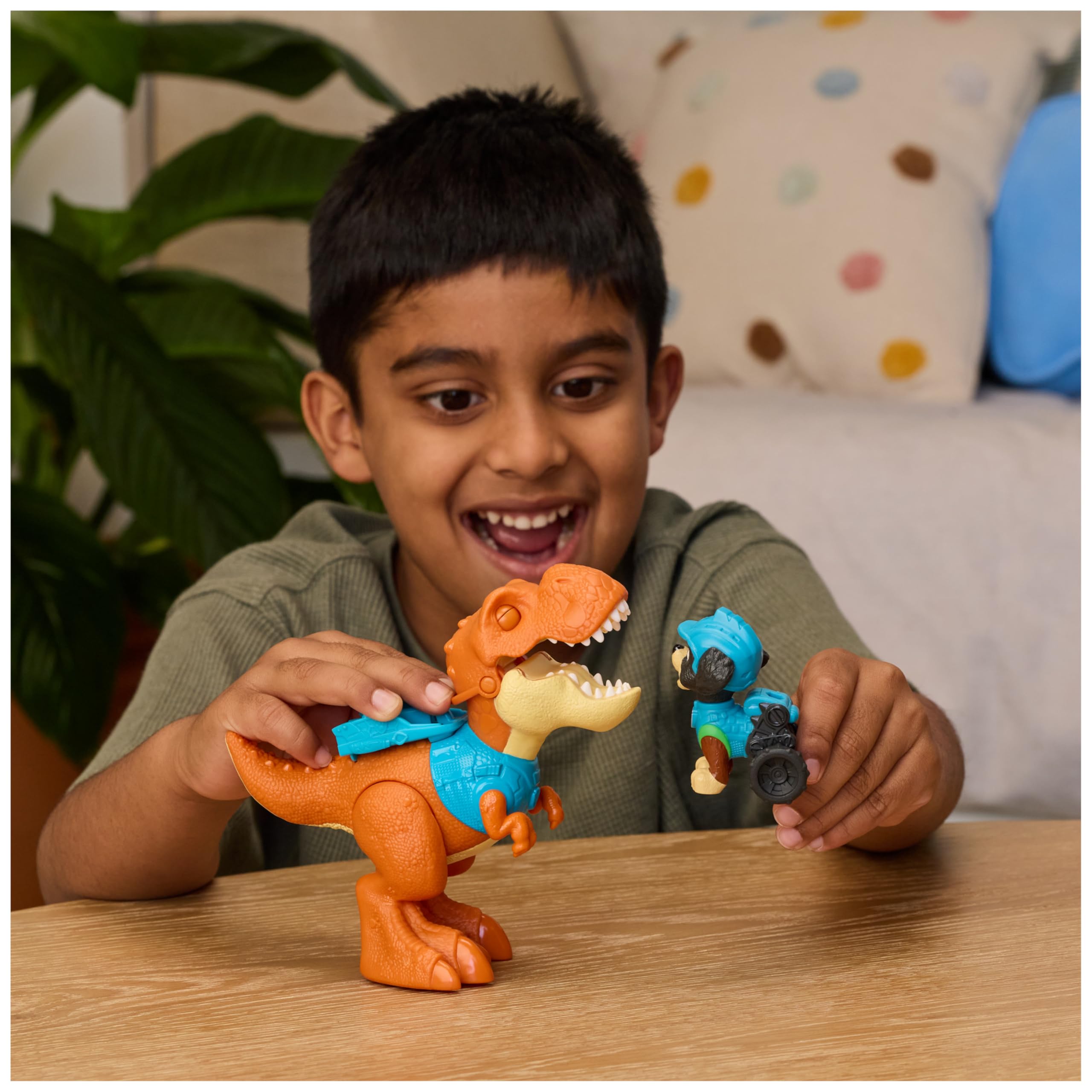Paw Patrol Dino Movie Rex Roaring Pup Pals Figure Set with Articulated Timmy Dinosaur | Ages 3+ 7
