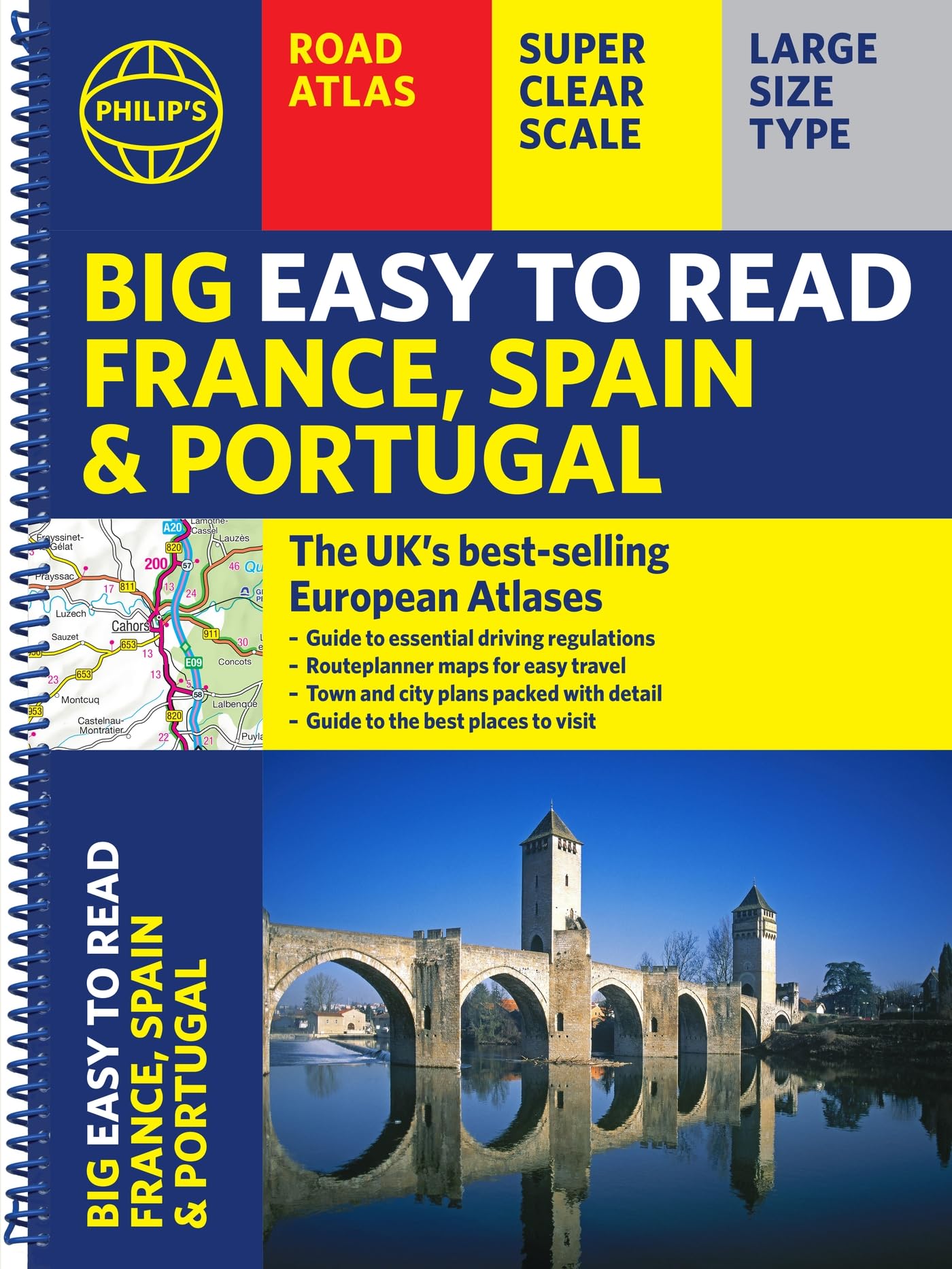 Philip's Big Easy to Read France, Spain & Portugal Road Atlas | Spiral Bound | English 1