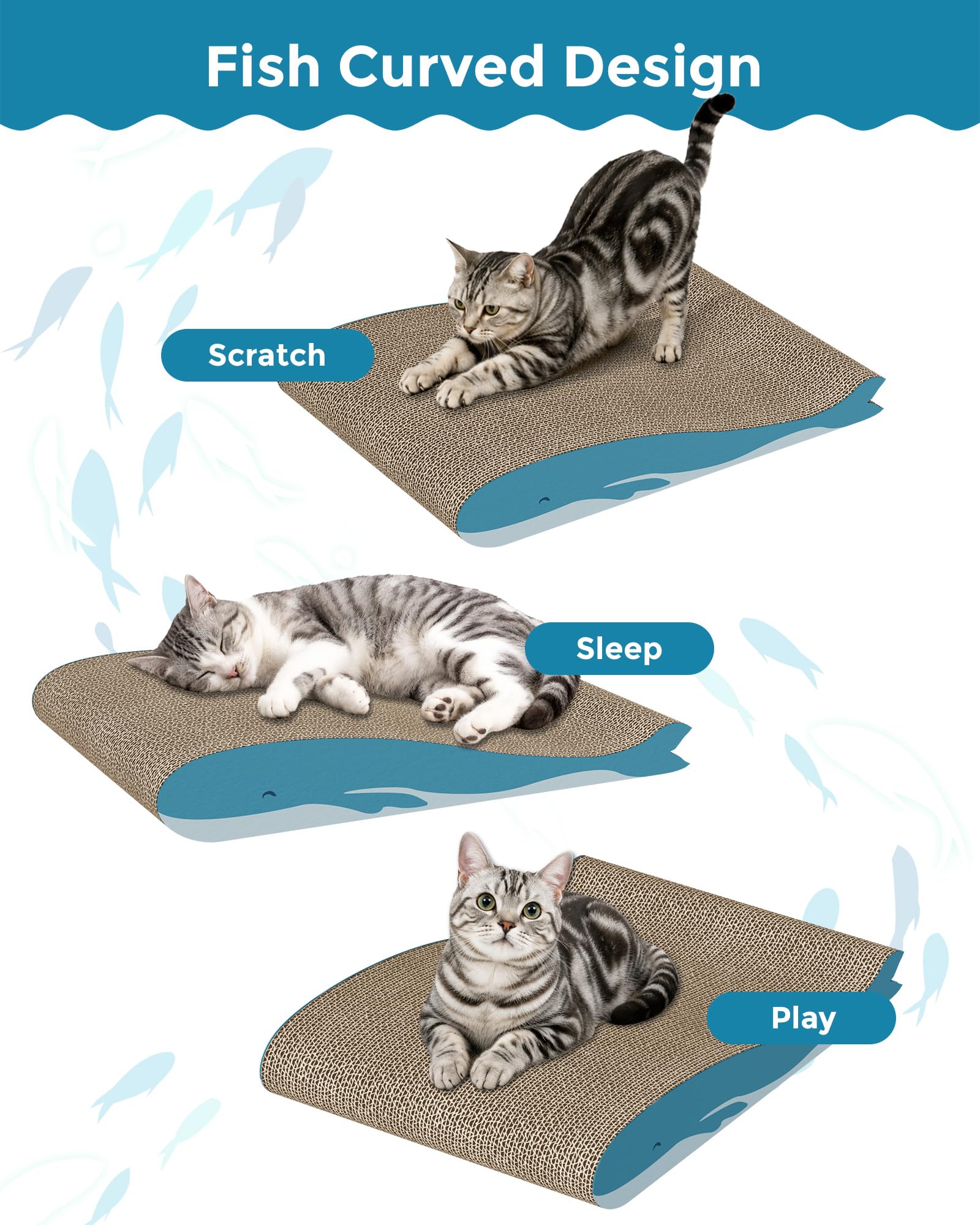Dogat Cat Scratcher Board - 2 Pack | 42x30x6.5cm | Corrugated Cardboard 6