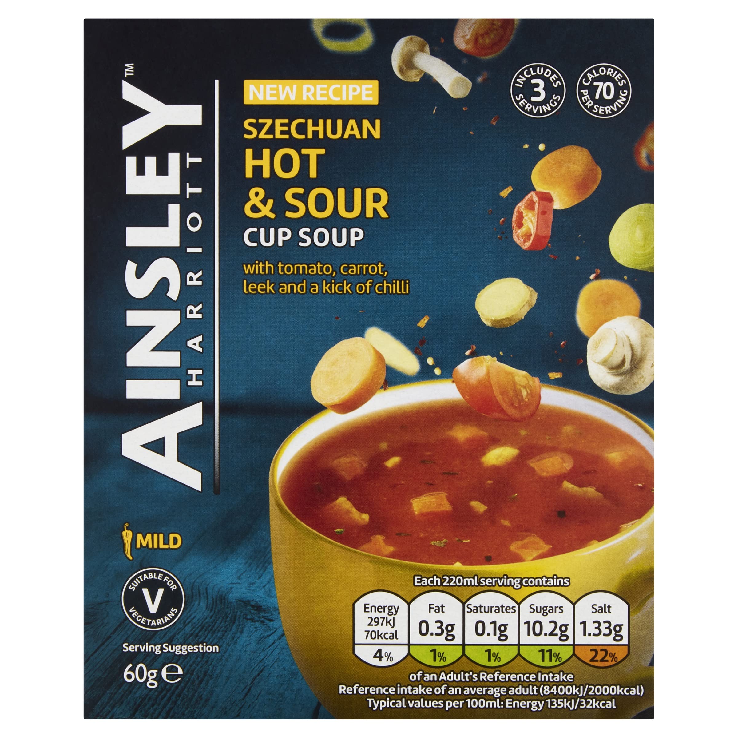 Ainsley Harriott Szechuan Hot & Sour Cup Soup 60g (Pack of 8) 1