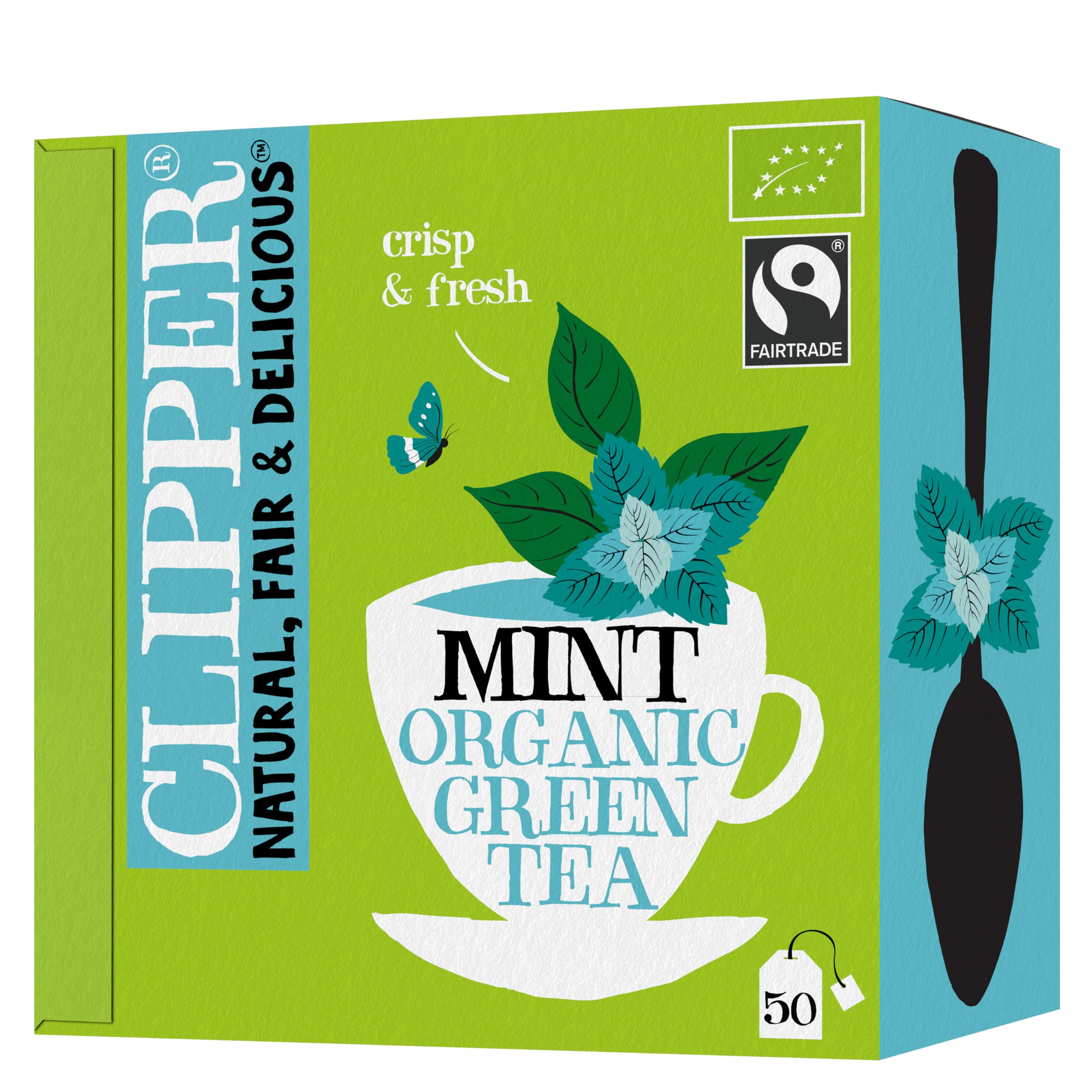 Clipper Natural, Fair & Delicious Organic Green and Mint Tea Bags - Box of 50 1