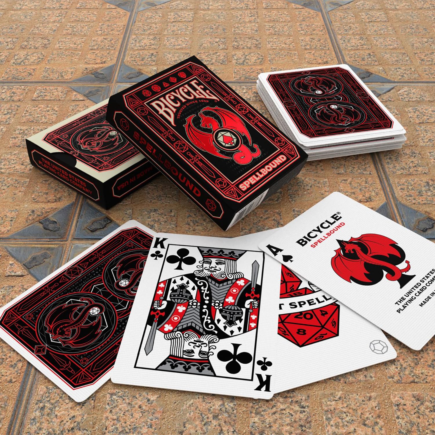 Bicycle Spellbound Designer Playing Cards Deck Grey with Red Holographic Foil Tuck 4