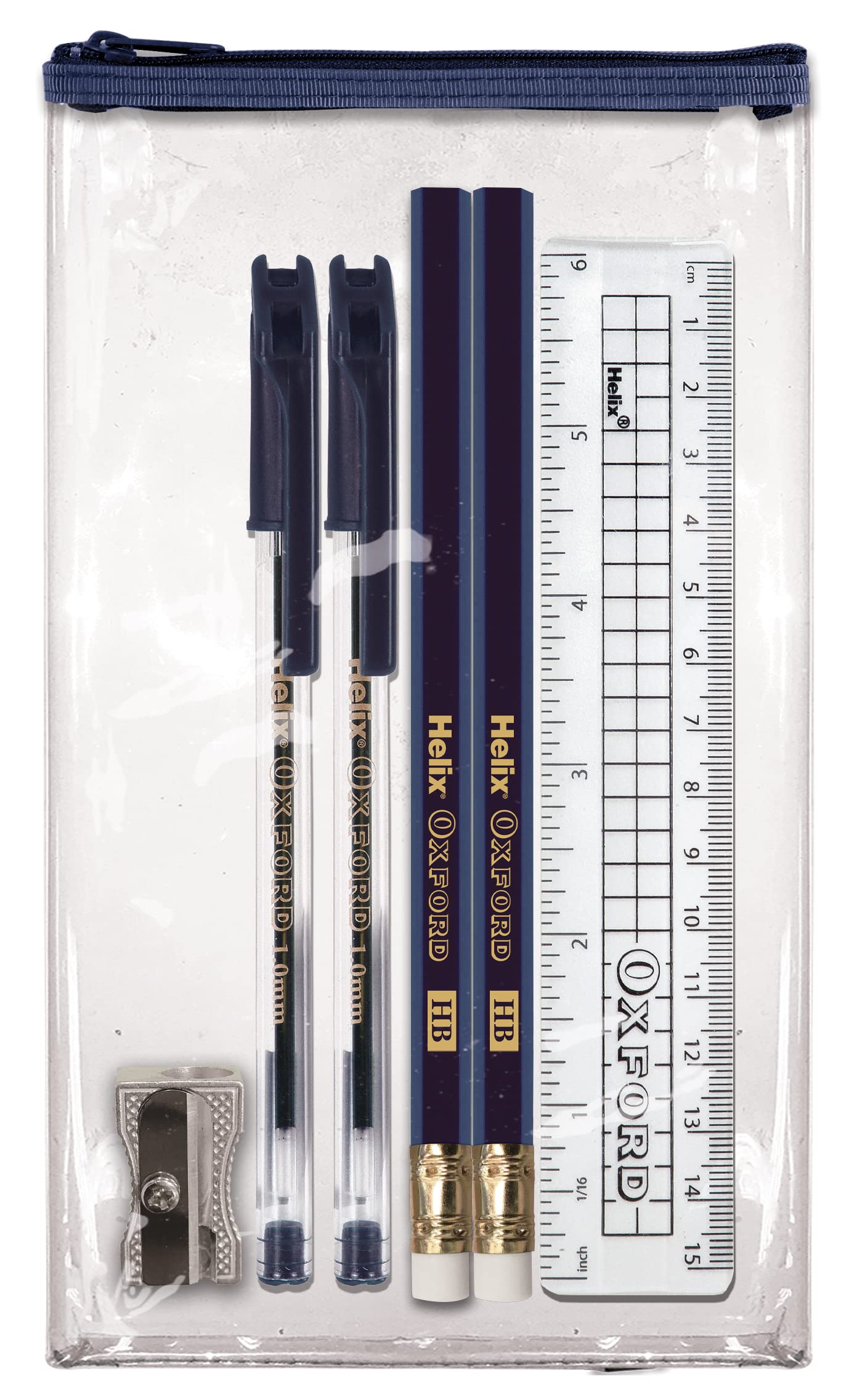 Helix Oxford Blazer Buddy Essential Stationery Set with Compact Clear Pencil Case | 6 Items 2