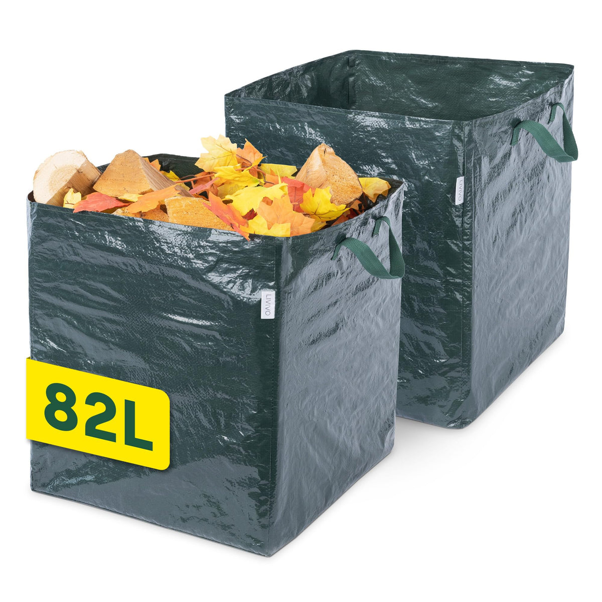LIVIVO Garden Waste Bags - 2 x 82L, Green, Reusable