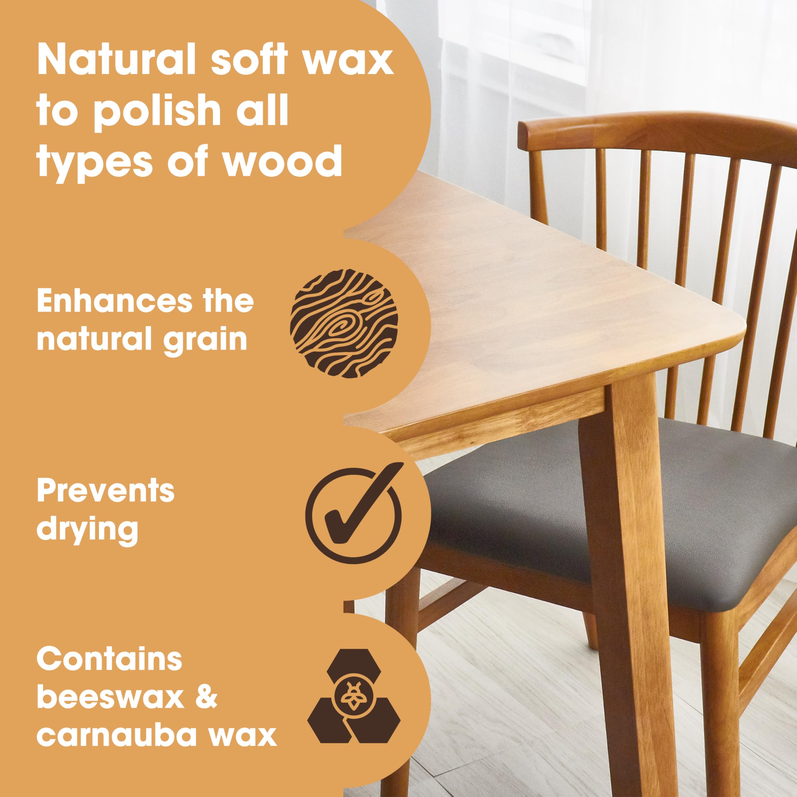 Furniture Clinic Wood Wax & Wood Polish - Orange Scented, Natural Formula | 500 ml