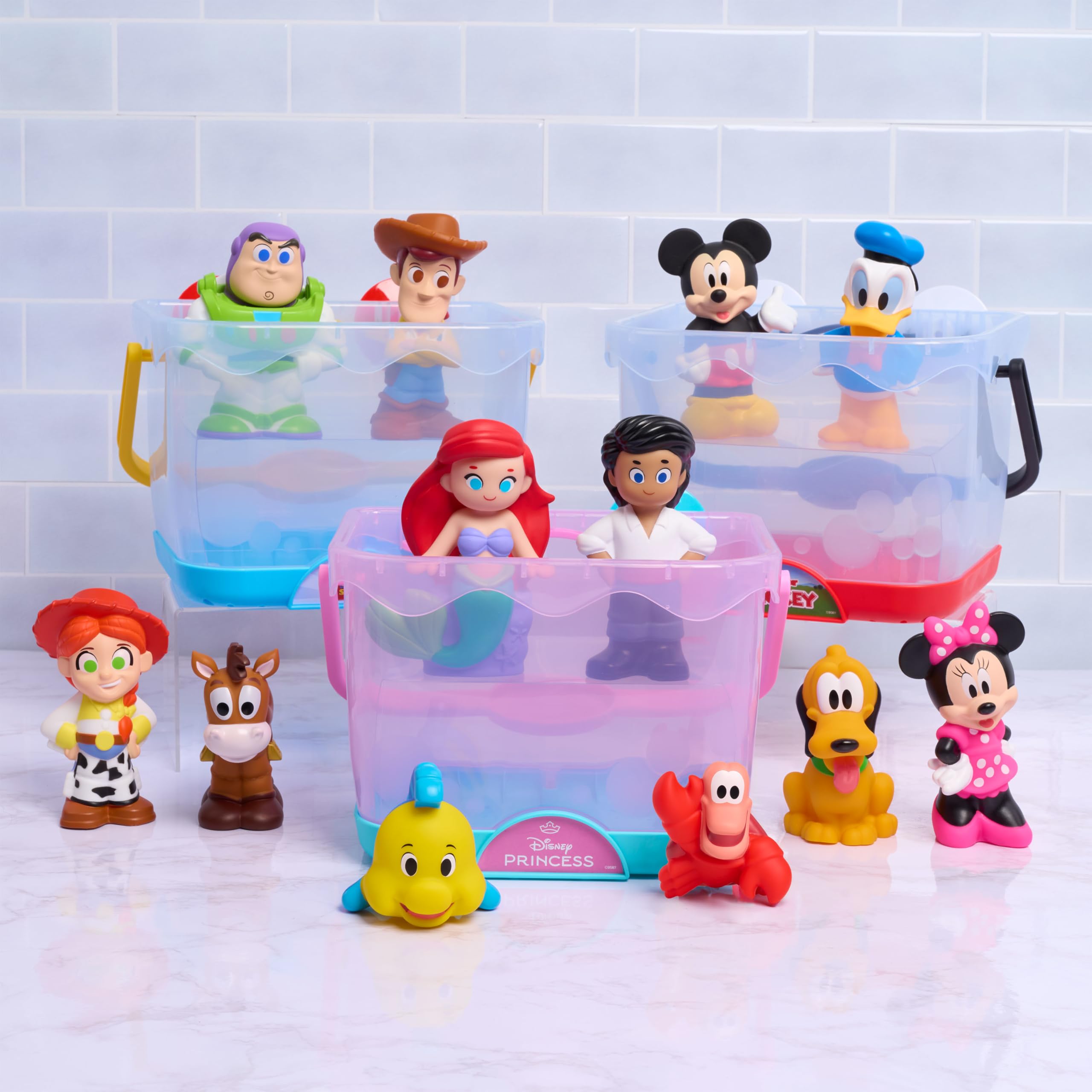 Disney Winnie the Pooh Bath Caddy - 5 Figures, Storage, Wall Mountable | Ages 3+ 6