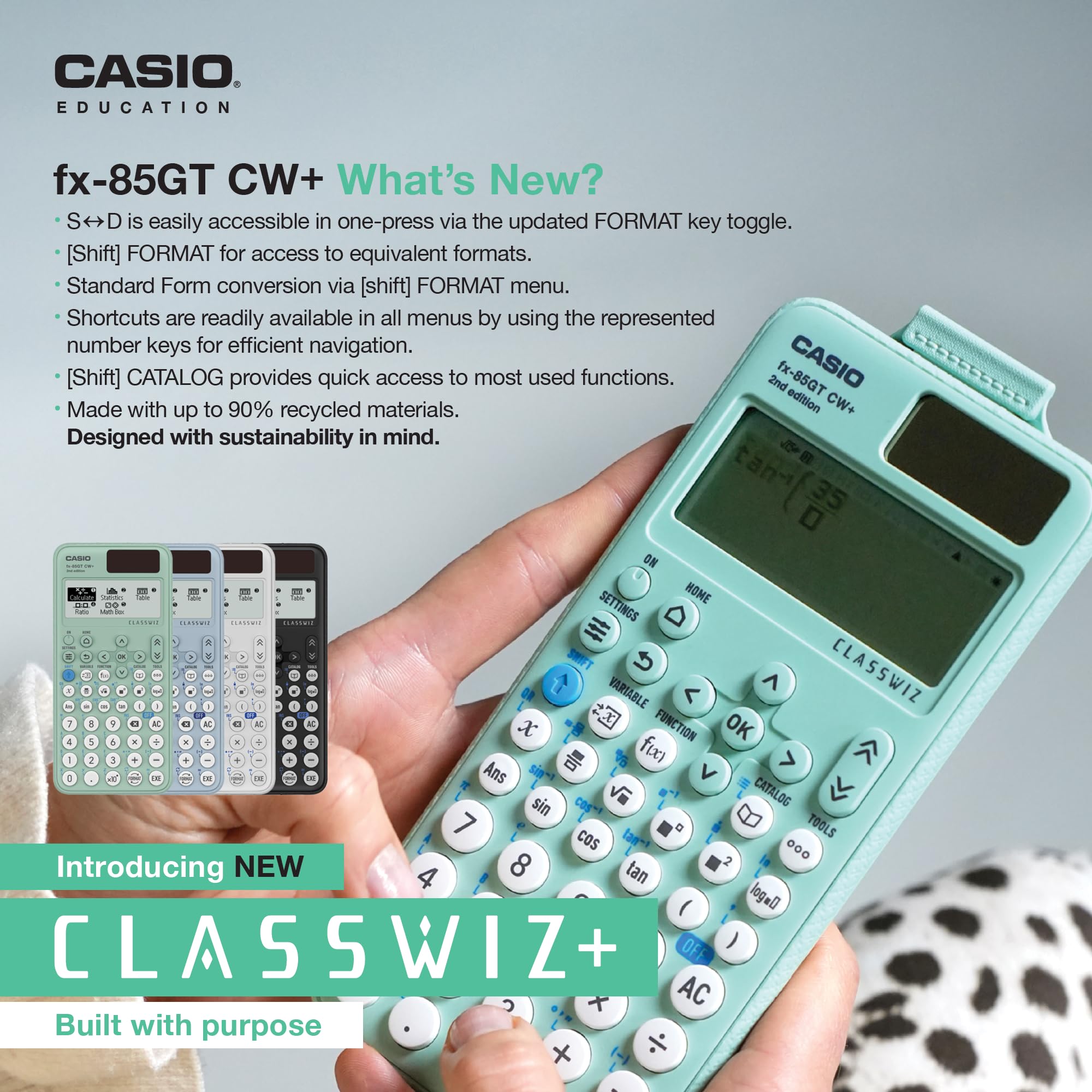 Casio fx-85GTCW+ Scientific Calculator - Solar Powered | UK Version | White 2