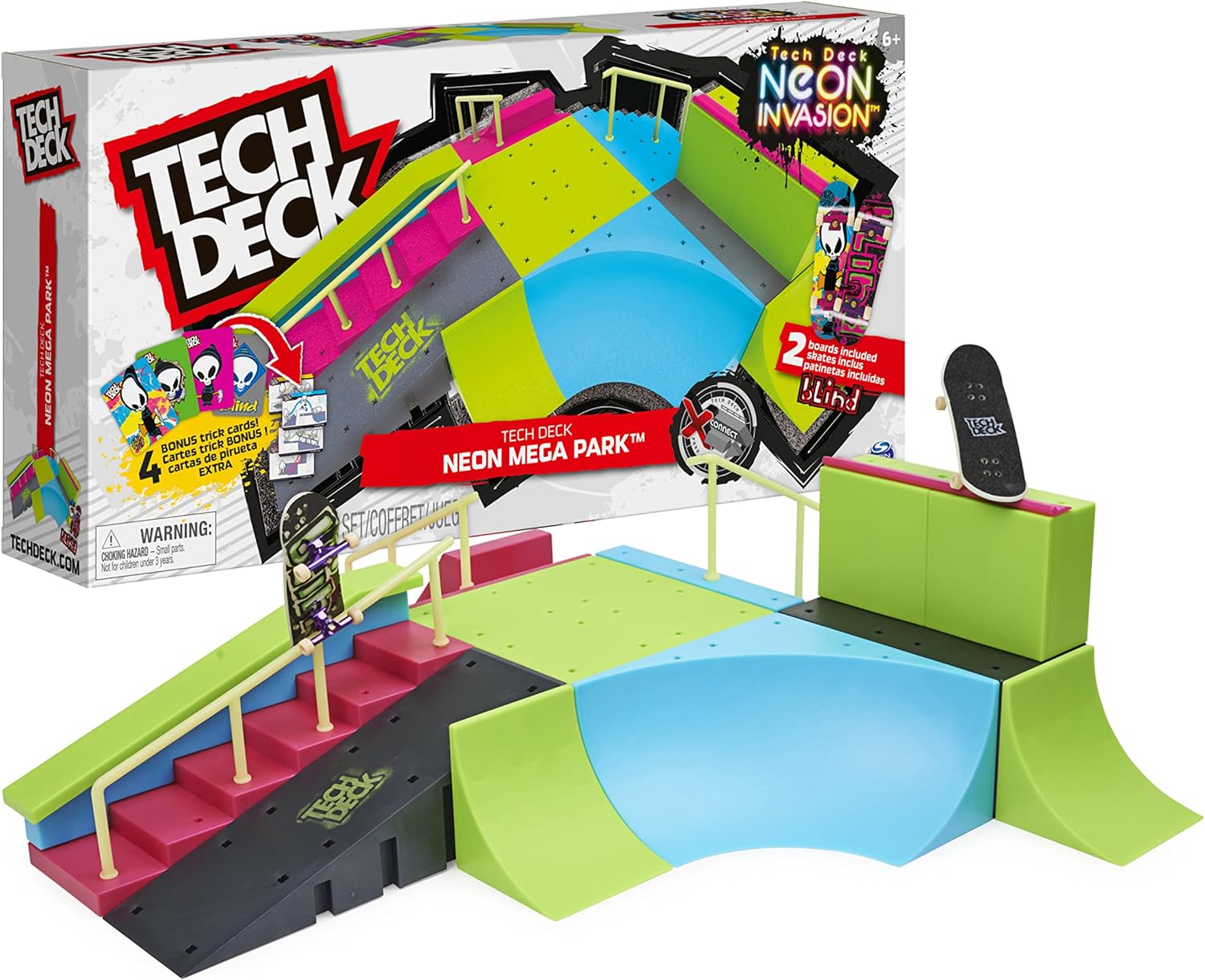 Tech Deck Neon Mega Park X-Connect Creator - Glow-in-the-Dark Customizable Skatepark Playset for Ages 6+ 1
