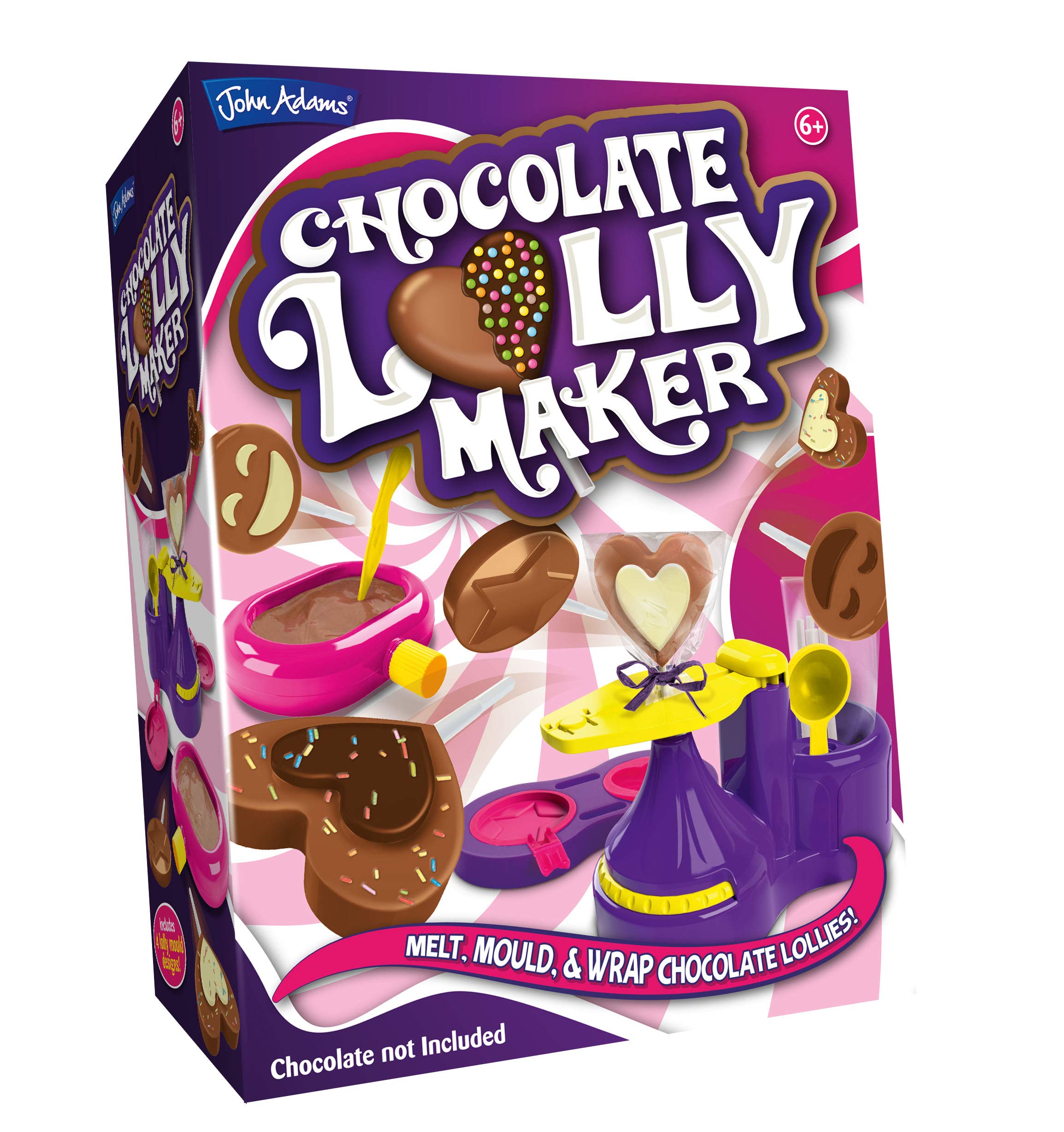 John Adams Chocolate Lolly Maker - Melt, Mould & Wrap 4 Designs | Kids Craft Kit | Ages 6+