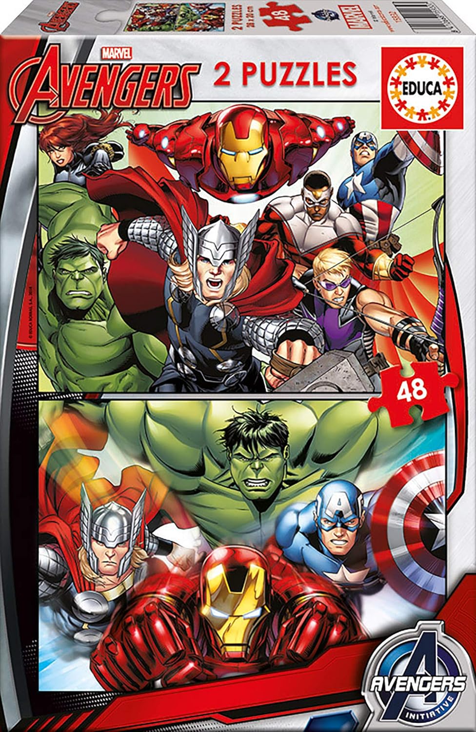 Educa Borras Avengers Puzzles - 2 x 48 Piece Jigsaw Puzzles for Kids Ages 6-8