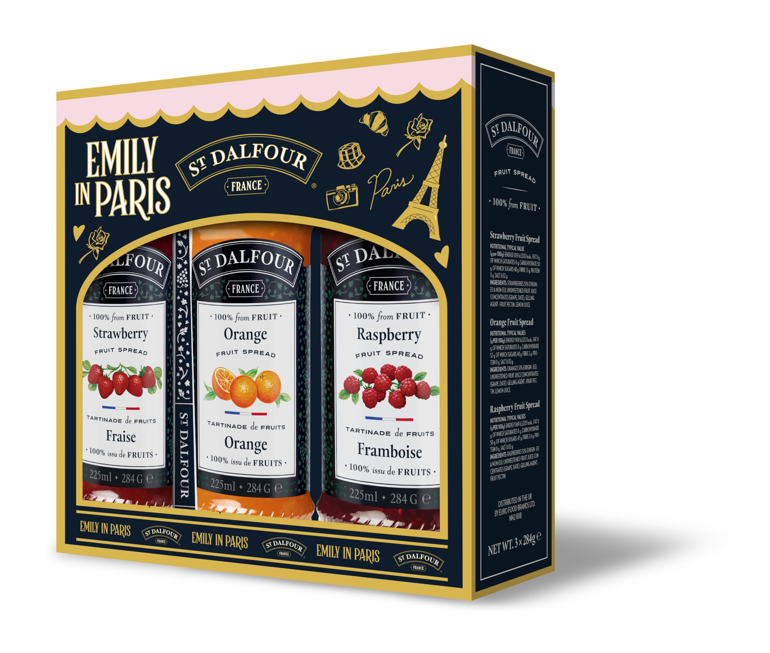 St Dalfour Emily in Paris Gift Set – 3 Gourmet Fruit Preserves with Ceramic Serving Spoon 1