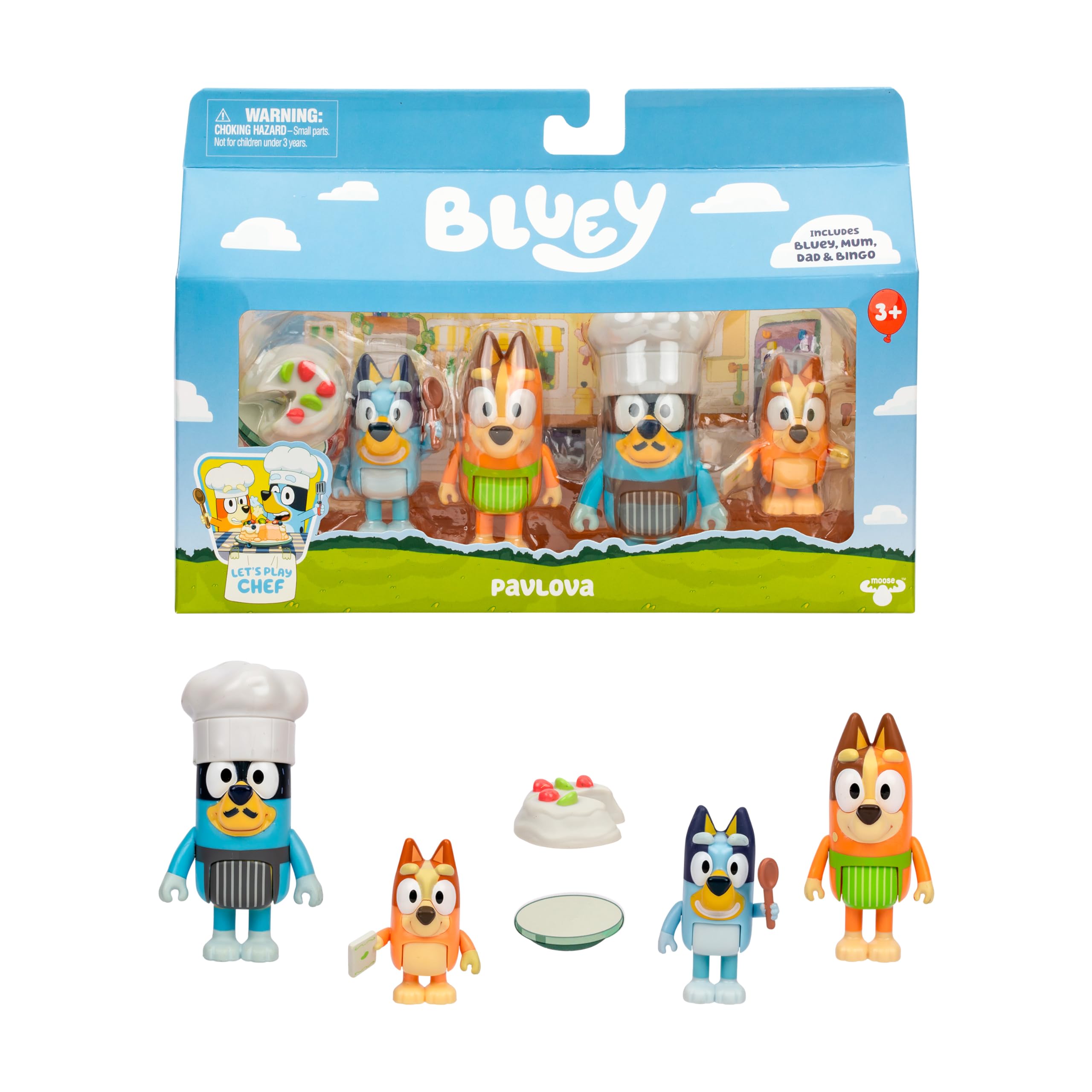 Bluey It's Time For Pavlova 4 Pack Figure Set - 2.5-3 Inches Tall | Articulated Limbs