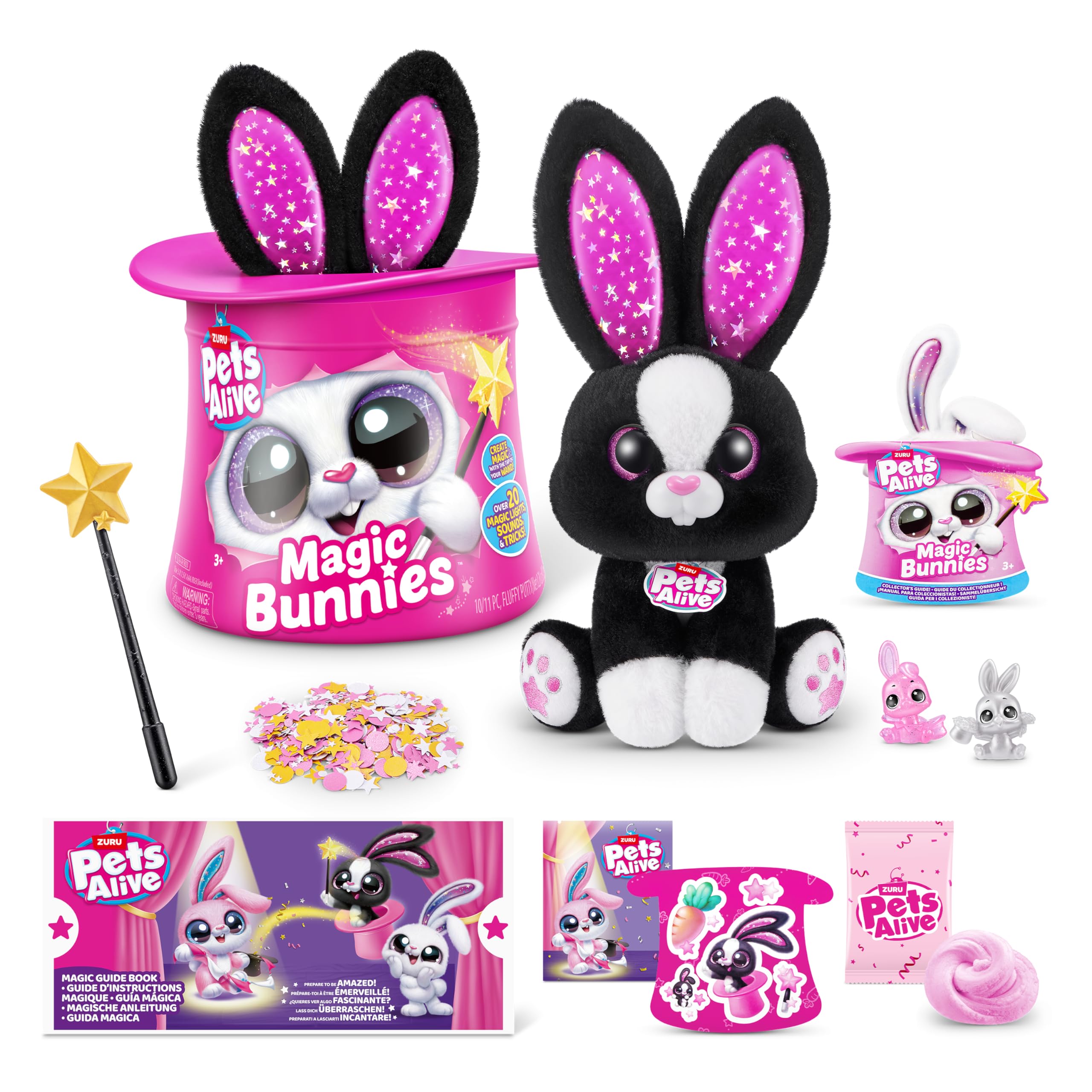Pets Alive Magic Bunnies Black Bunny (Sootie) by ZURU - Electronic Plush with Lights, Sounds & Mini Bunnies 1