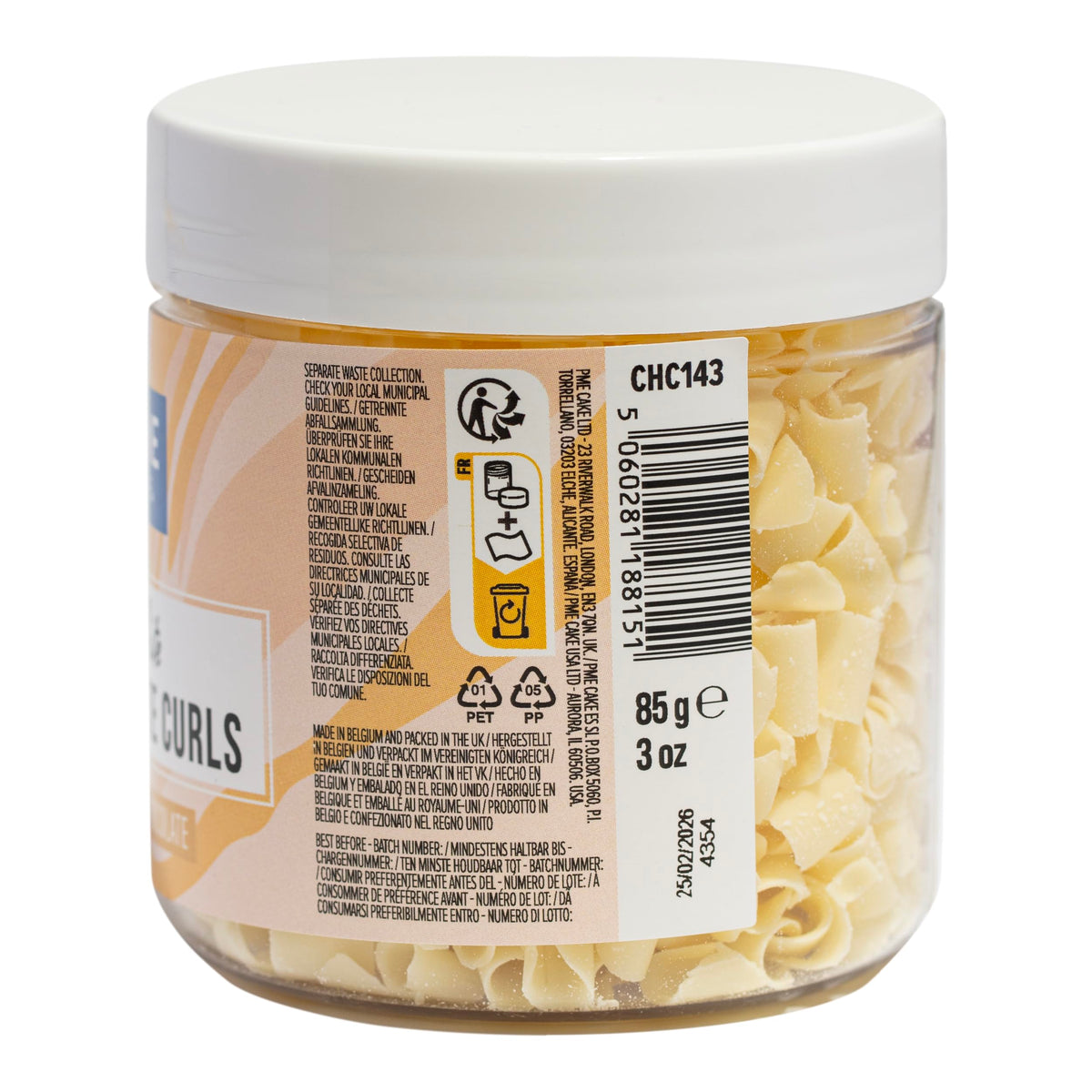 PME Belgian White Chocolate Curls - 85 g