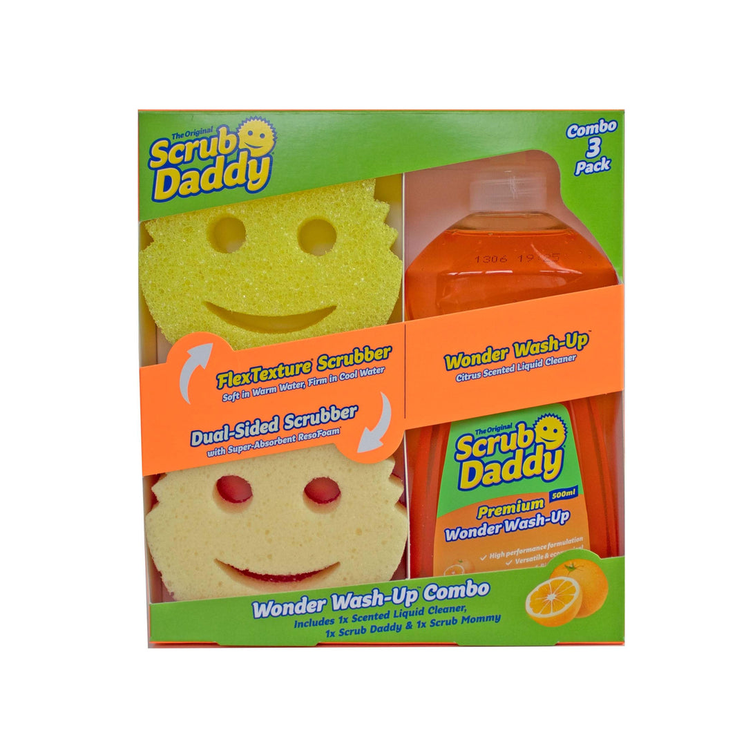 Scrub Daddy Wonder Wash-Up Combo - Dish Sponge Twin Pack with Wonder Wash-Up Liquid