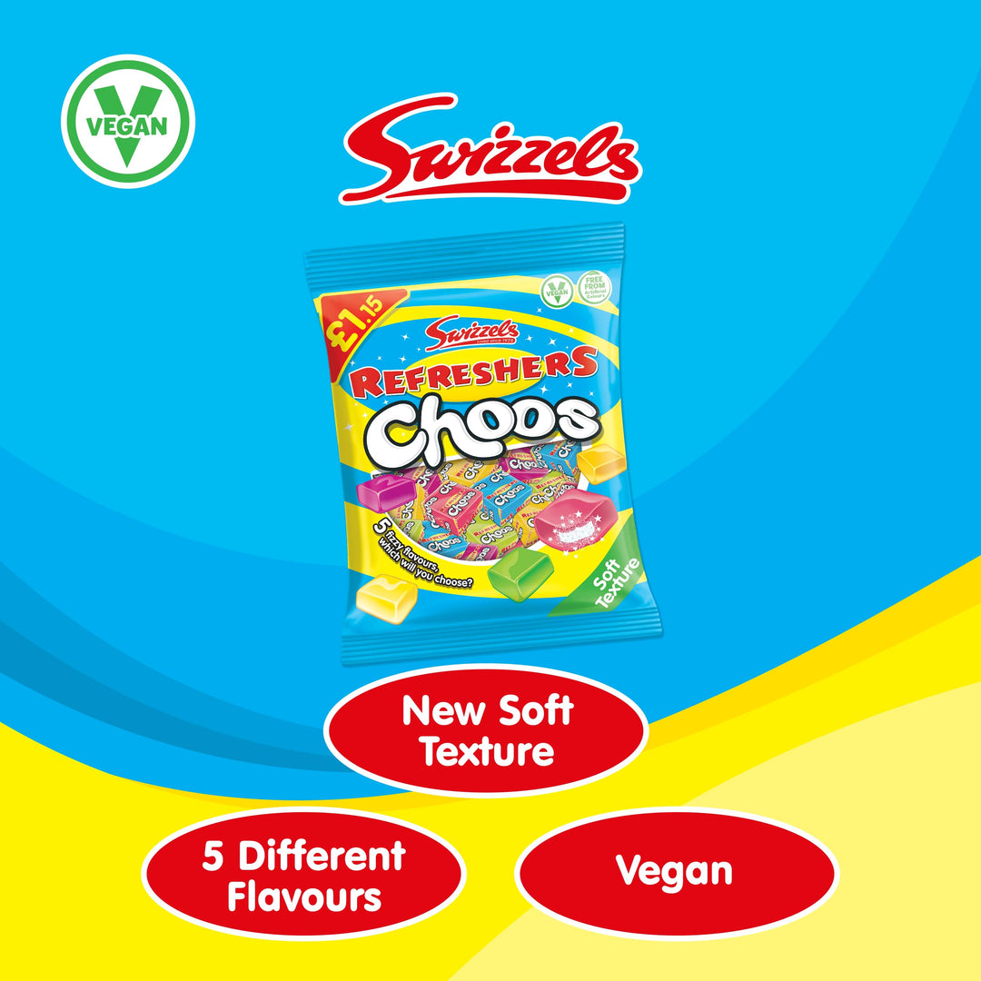 Swizzels Refreshers Choos (115g) - Fruity Fizzy Chewy Sweets Assortment