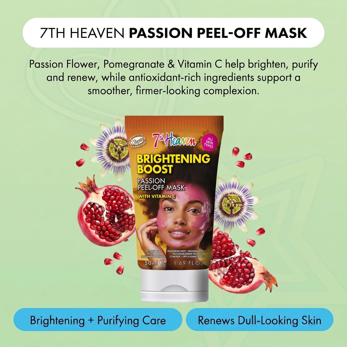 7th Heaven Passion Peel Off Face Mask with Vitamin C - 50 ml Multi-Use Tube