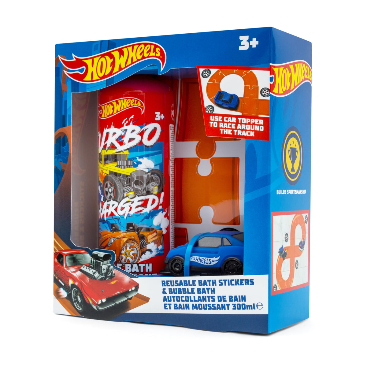 Hot Wheels Children's Bubble Bath & Bath Stickers Set - 300ml, 23 Reusable Stickers