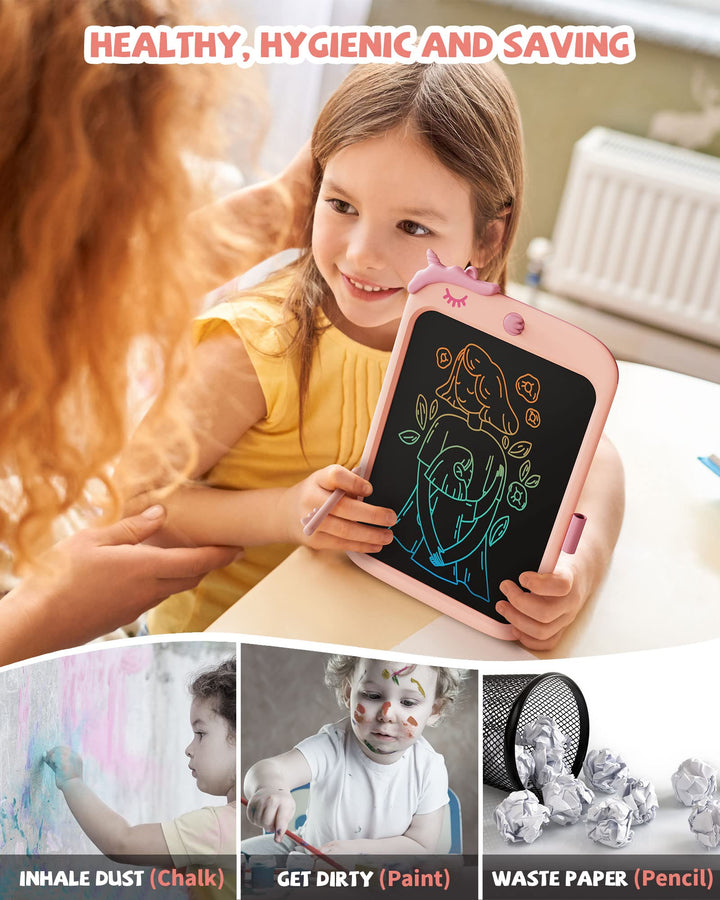 Kikapabi 10 Inch LCD Writing Tablet Drawing Pad with Lock Function - Pink