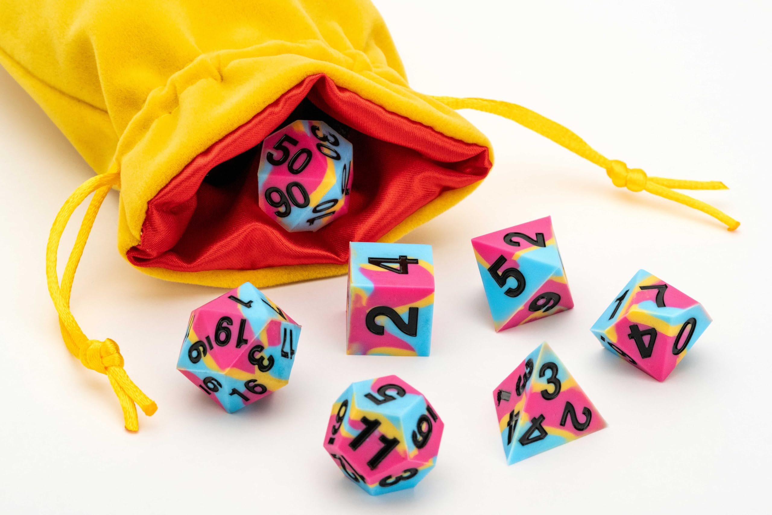 Metallic Dice Games FanRoll Pride Sharp Edge Silicone Rubber Poly Dice Set - 16mm, Pansexual 3